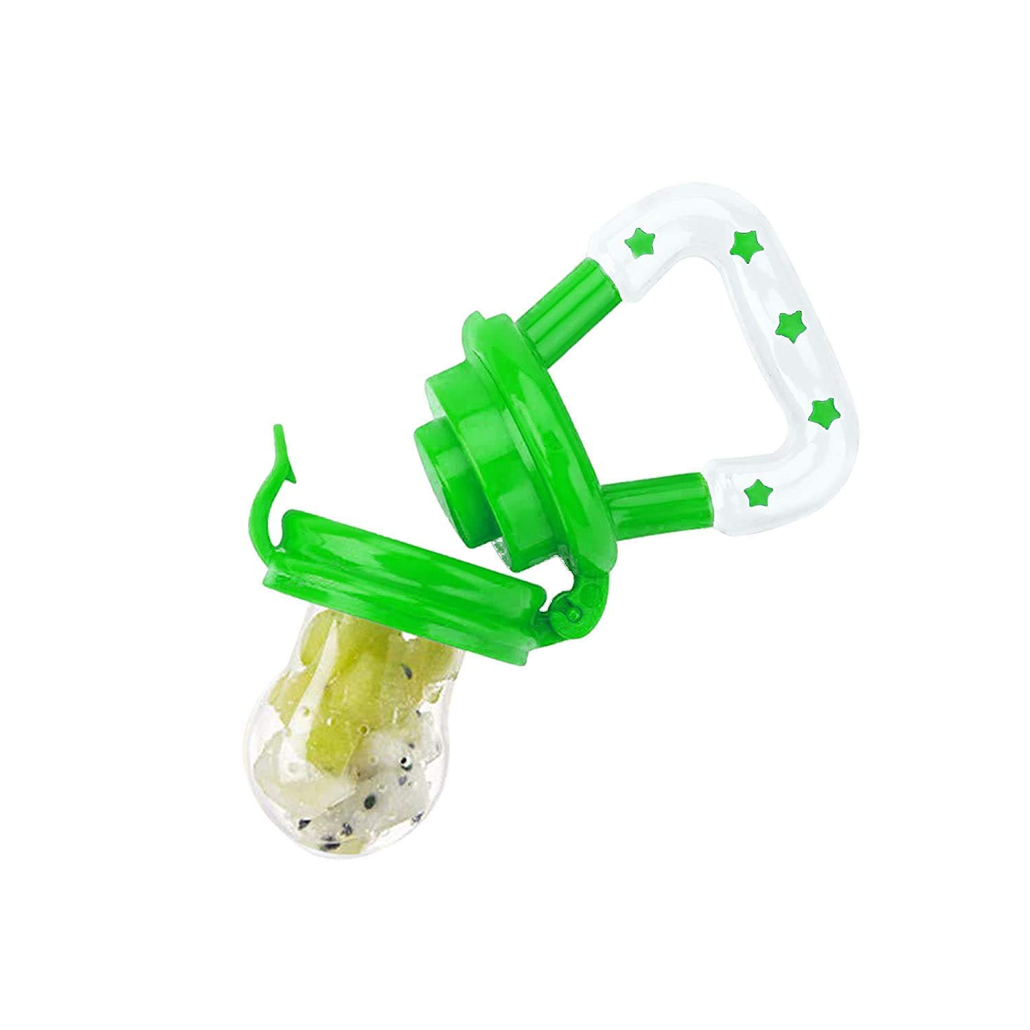 KIYARI Baby Pacifier & Silicone Fruit Feeder - BPA Free Newborn Nibbler with Cover for Fruits, Vegetables & Juices | Perfect for Teething Relief & Healthy Snacking (Multicolor, 1-Pack)