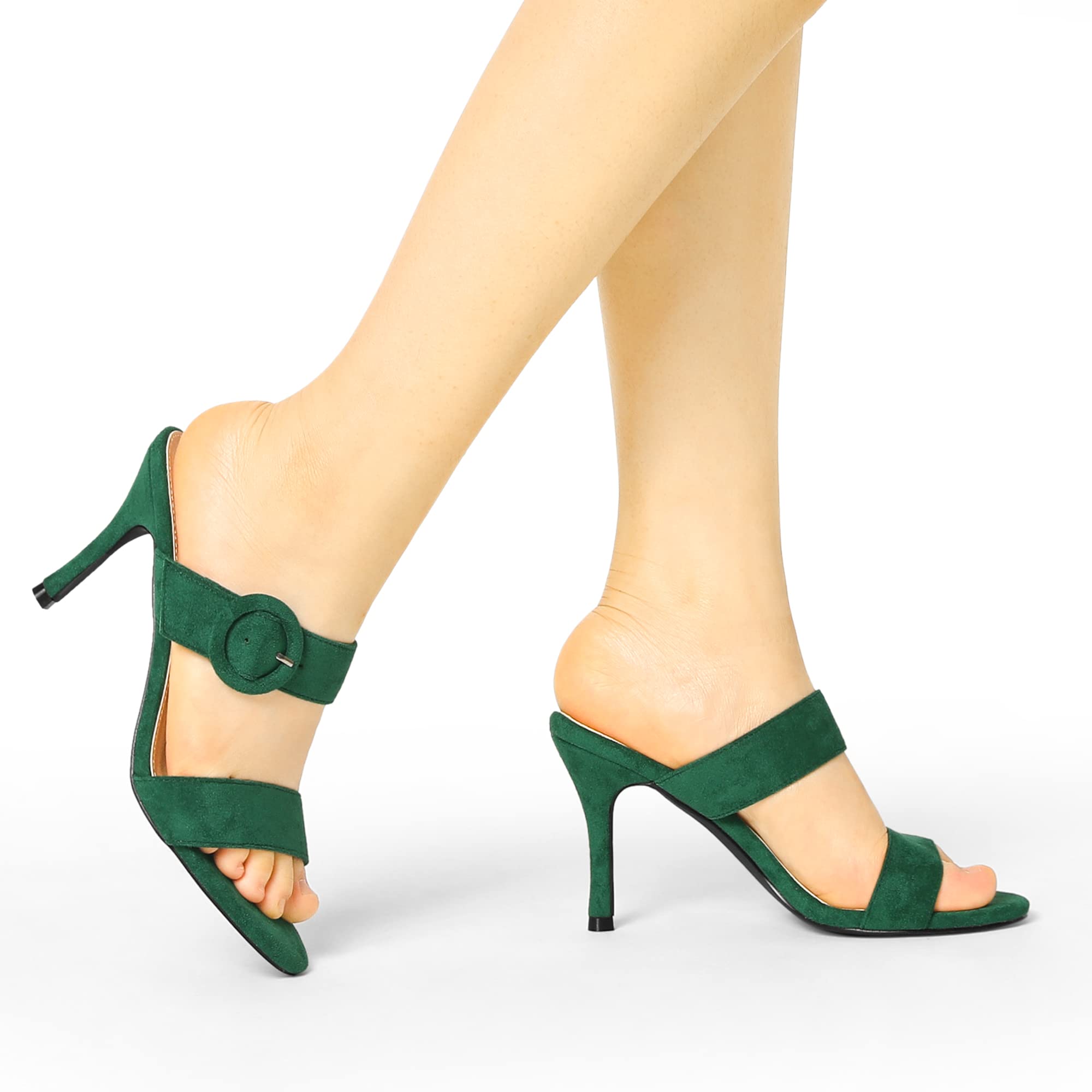 Allegra K Women's Open Toe Buckle Stiletto Heel Slide Sandals - Sexy High Heels for Party, Wedding & Evening Dress