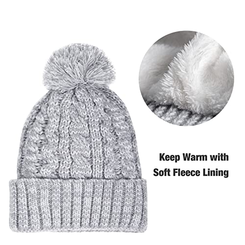 Cozy Fleece Lined Cable Knit Beanie Hat, Scarf & Gloves Set for Women & Men - Winter Warm Accessories for Skiing, Snowboarding & Outdoor Activities