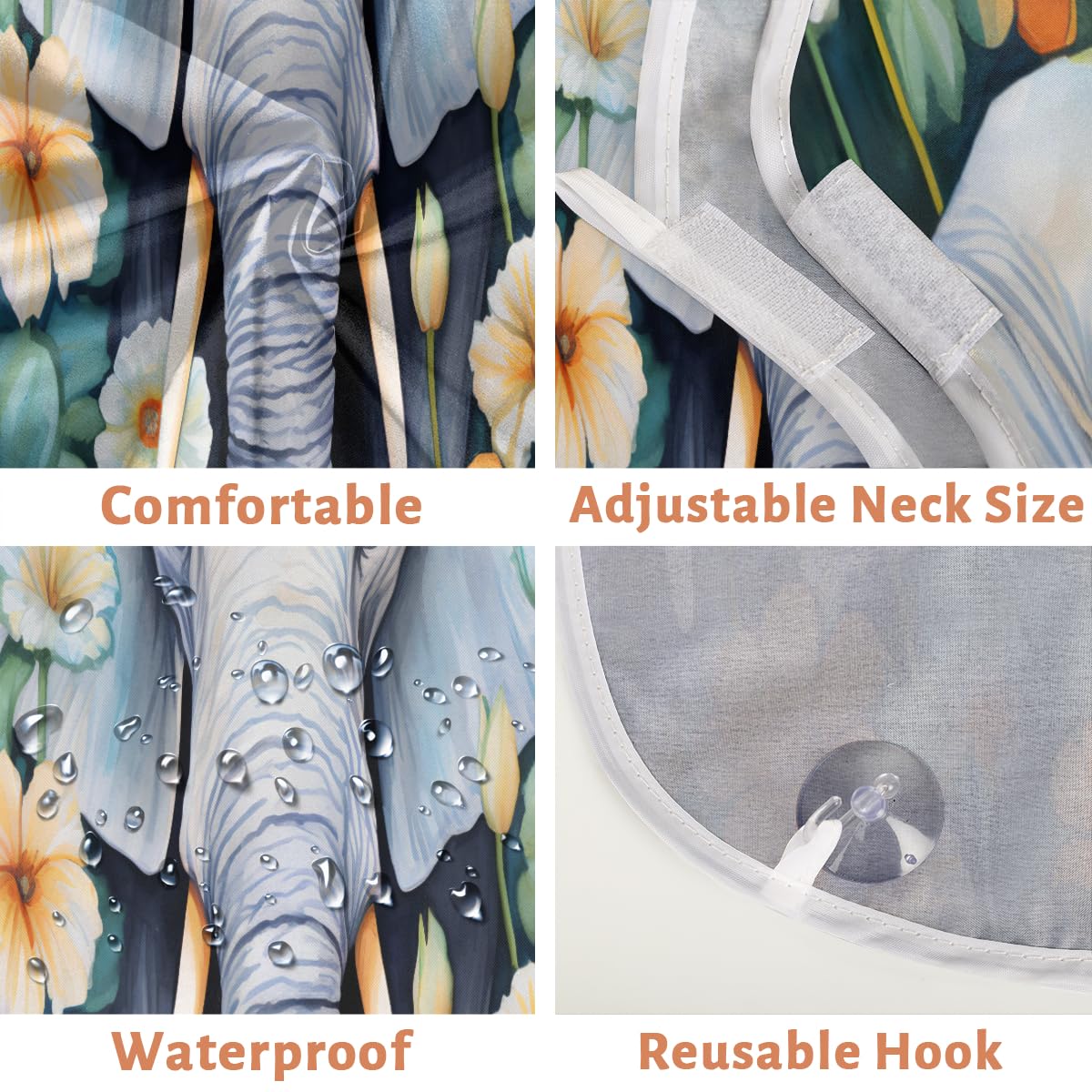 Men's Waterproof Beard Shaving Bib - Elephant Daisy Floral Design Hair Dye Apron for Barbers & Stylists, Makeup Artist Cape, Haircut Sink Protector - Perfect for Salon, Home Grooming & Gift Giving