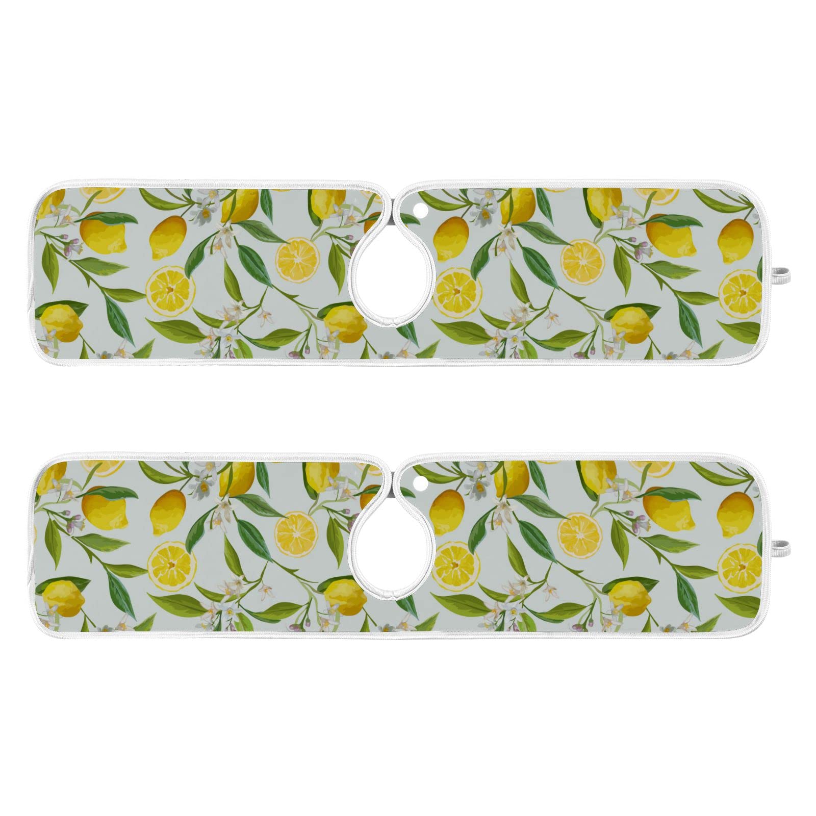 2 Pack Lemon Floral Faucet Splash Catcher - Absorbent Sink Mat, Drip Guard, Drying Mat for Kitchen, Perfect for Faucet Protection and Countertop Maintenance