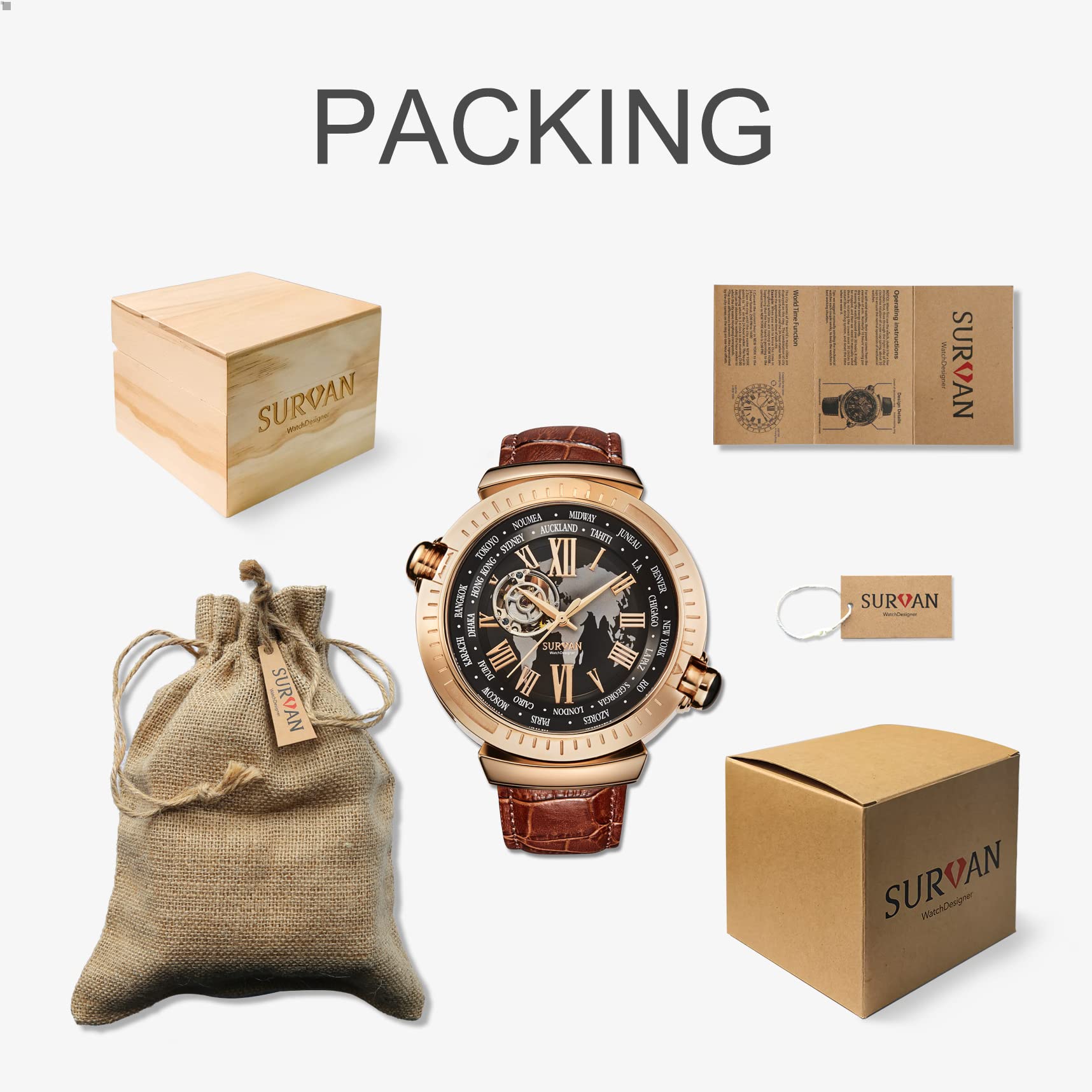 **Automatic Watches for Men - Leather Strap Mechanical Watch with Water Resistant Skeleton Design, Self-Winding (No Battery Needed) - Perfect for Business, Casual & Formal Wear**