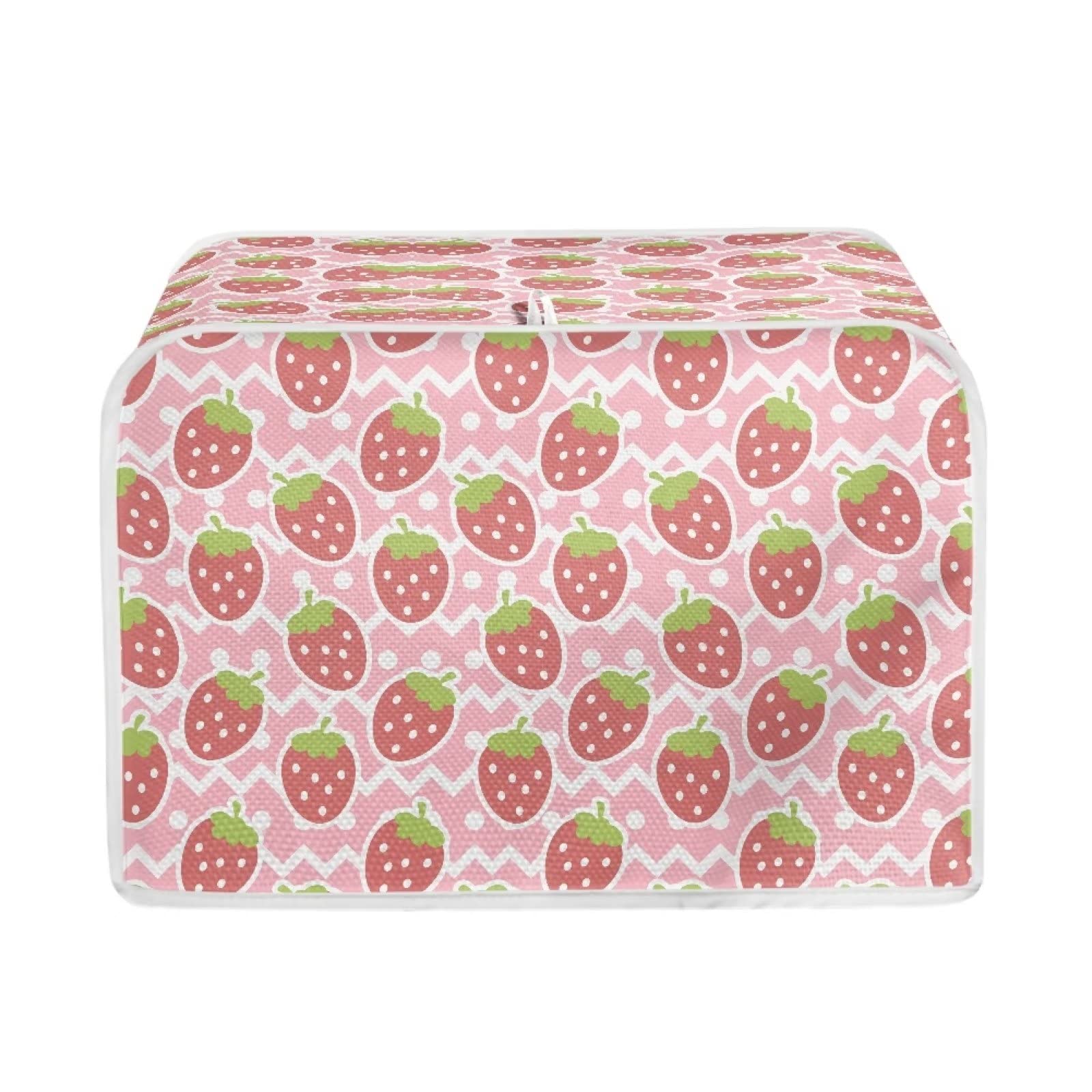 Strawberry Print Toaster Cover & Bread Maker Cover - 2 Slice Dustproof Kitchen Appliance Cover - Cute Kitchen Decor Accessories for Toasters, Bread Machines & Small Appliances - Perfect for Home, Dorm & Office Use