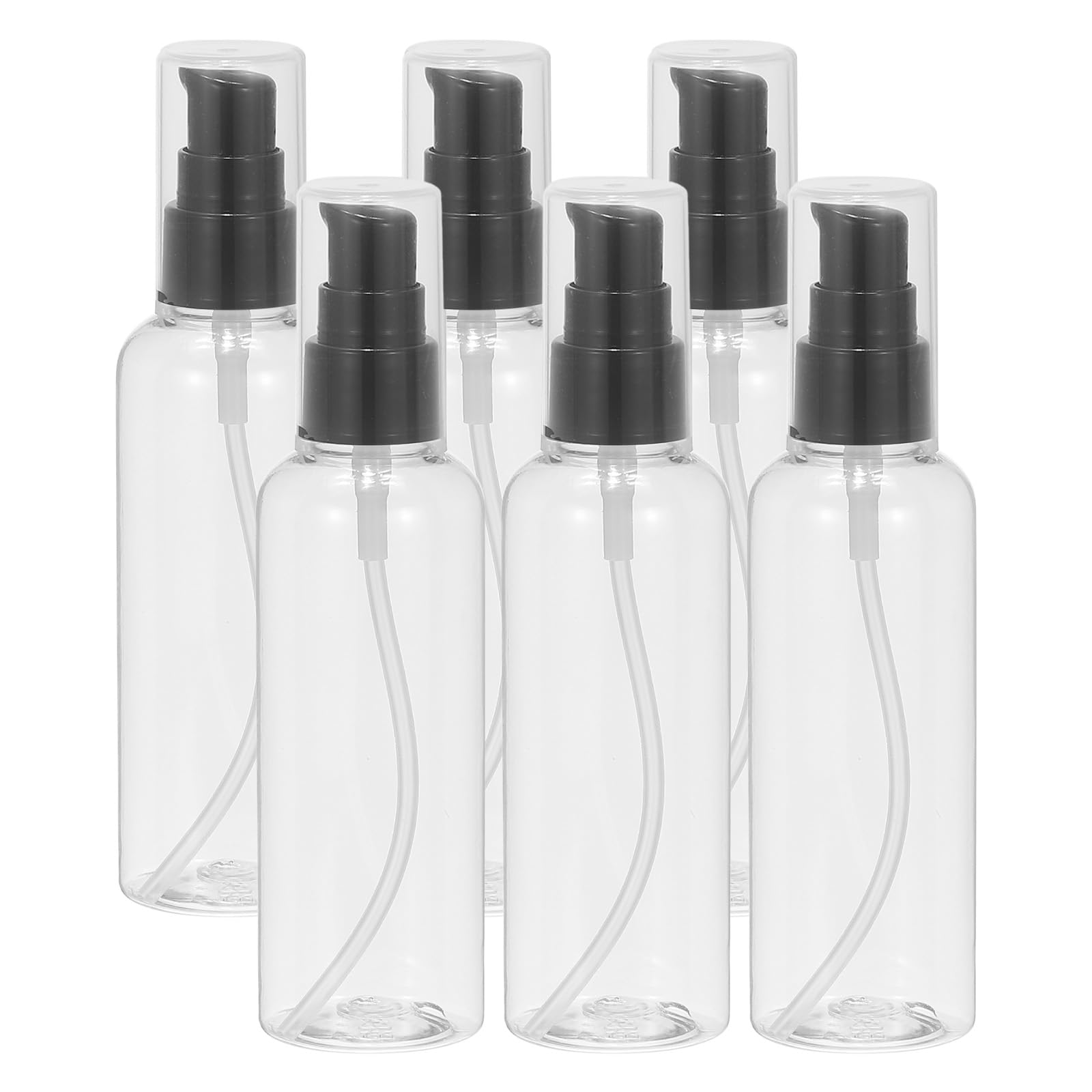PATIKIL 6-Pack 3.4oz (100ml) Leak Proof Travel Pump Bottles - Refillable Clear Squeeze Dispenser for Shampoo, Lotion, Cream & Toiletries | Perfect for Air Travel, Gym, Camping & Home Use