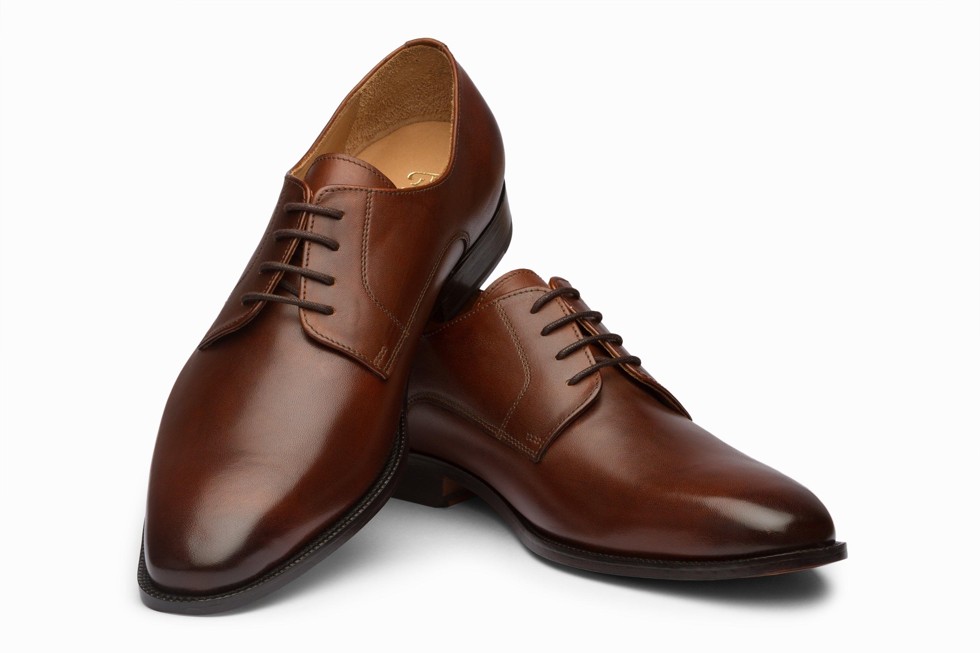 Men's Classic Plain Brown Derby Shoes - Stylish & Comfortable for Business, Casual & Formal Occasions