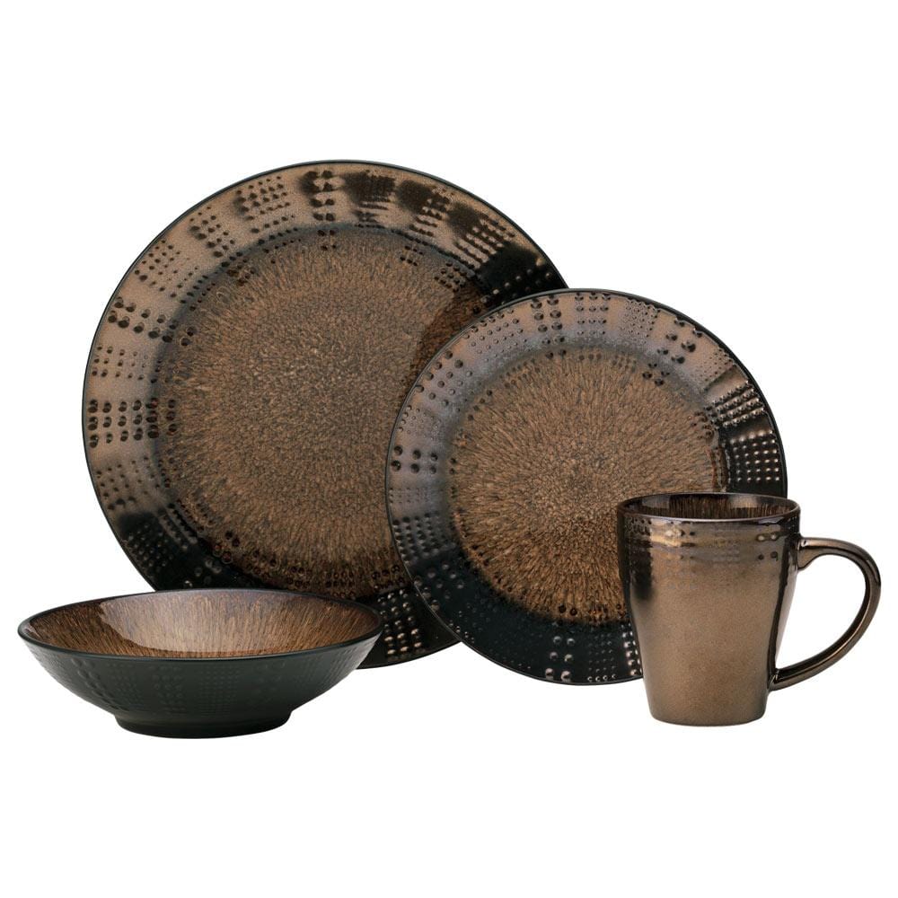 Verona 16-Piece Dinnerware Set for 4 - Porcelain Plates, Bowls & Mugs - Elegant Dinnerware for Family Meals, Dinner Parties & Holiday Entertaining