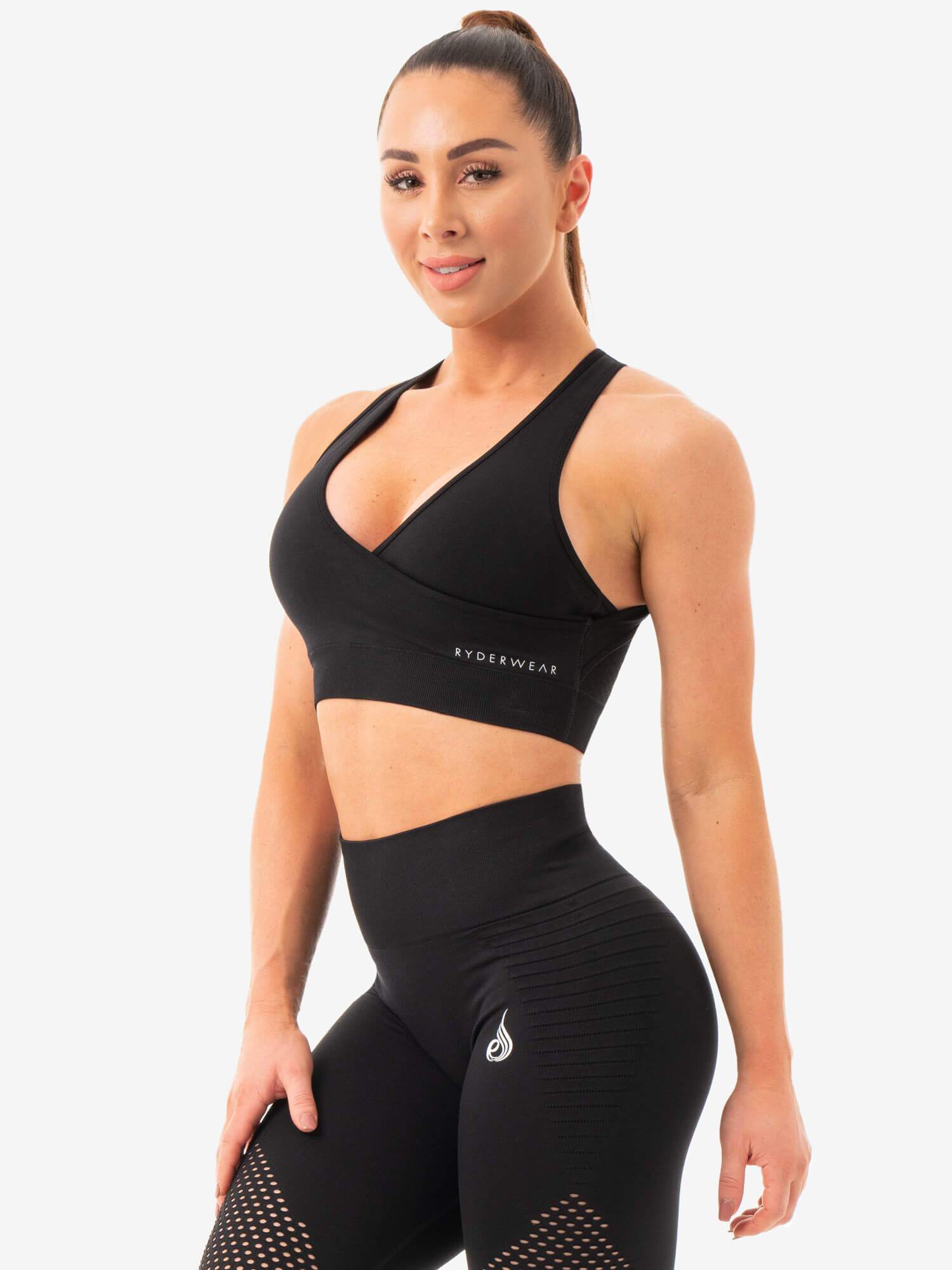 Geo Seamless Sports Bra for Women - High Support Workout Top - Breathable & Comfortable for Yoga, Running & Gym - Black