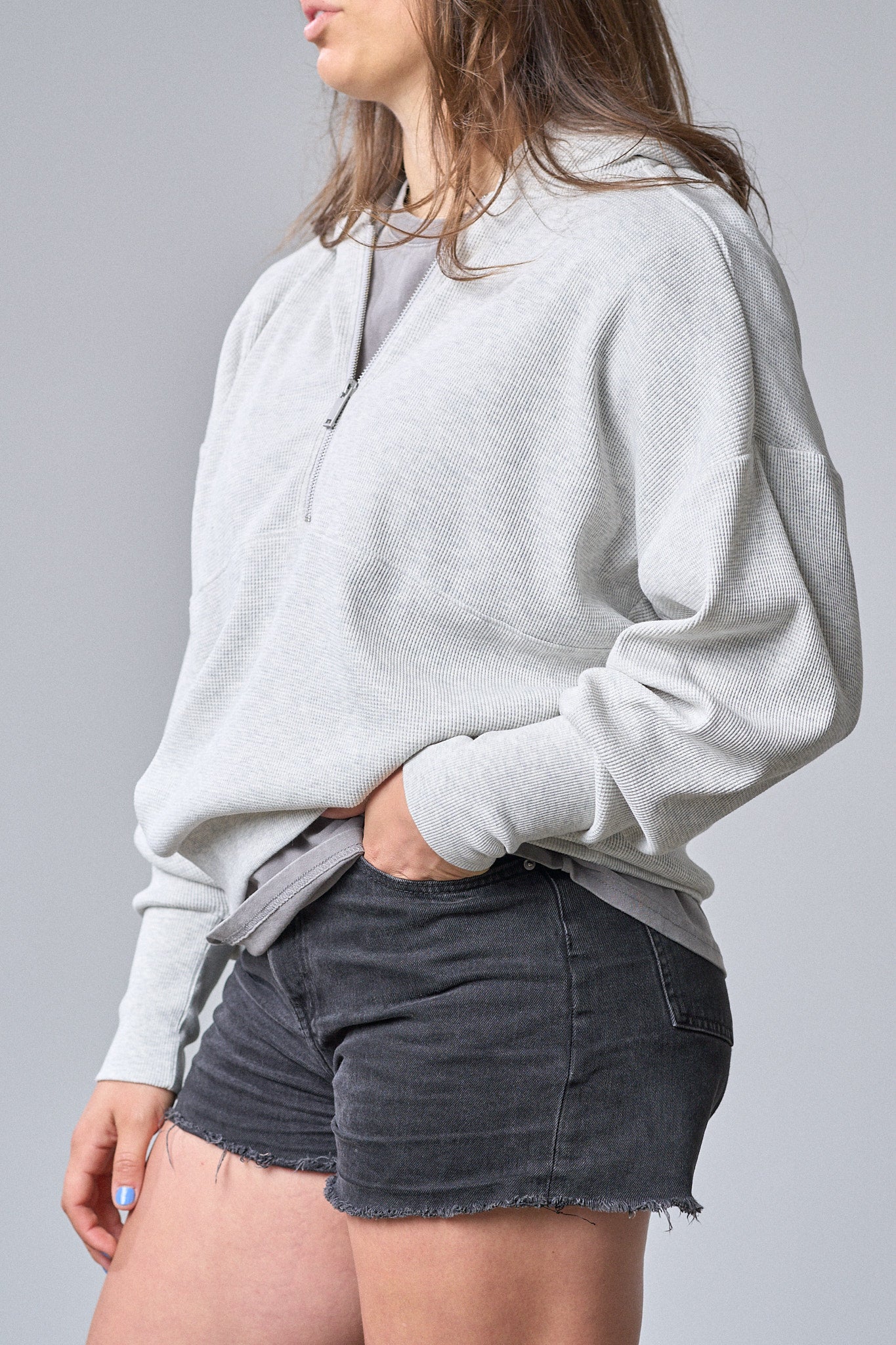 **Soft & Cozy Adult Waffle Hoodie - Light Heather Grey | Perfect for Lounge Wear, Casual Outfits & Cool Weather**