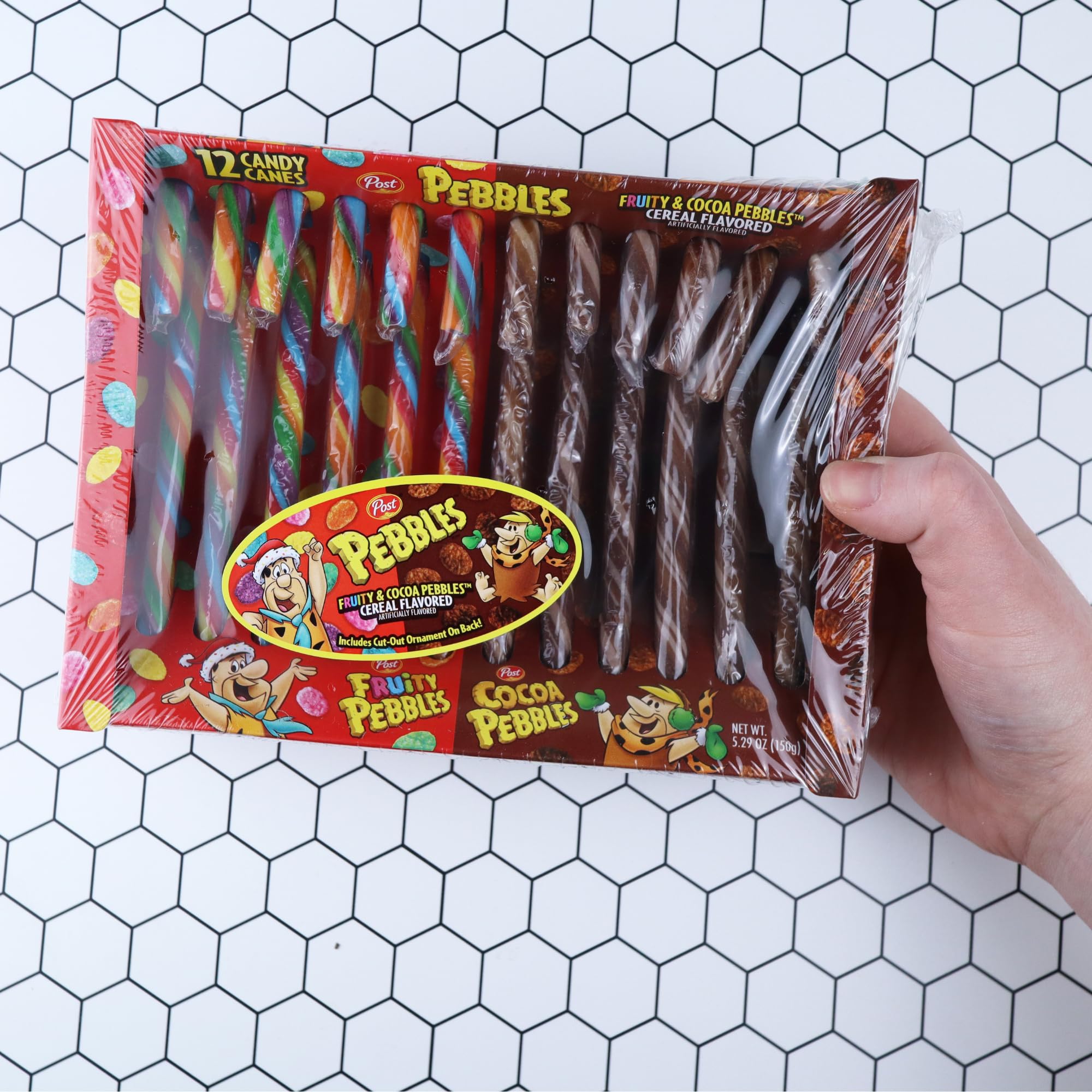 Needzo Fruity & Cocoa Pebbles Candy Canes - Breakfast Cereal Flavored Holiday Treats - Edible Christmas Tree Decorations - 12 Count (Pack of 2) - Perfect for Stocking Stuffers, Party Favors & Festive Gift Giving