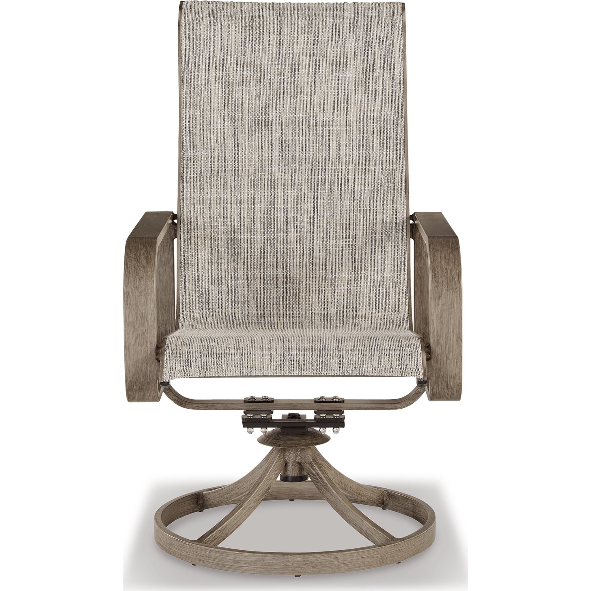 2-Pack Beige Outdoor Sling Swivel Chairs for Patio, Beach, Poolside & Backyard Relaxation - Water-Resistant Wicker Rattan Lounge Chairs with Comfortable Cushions
