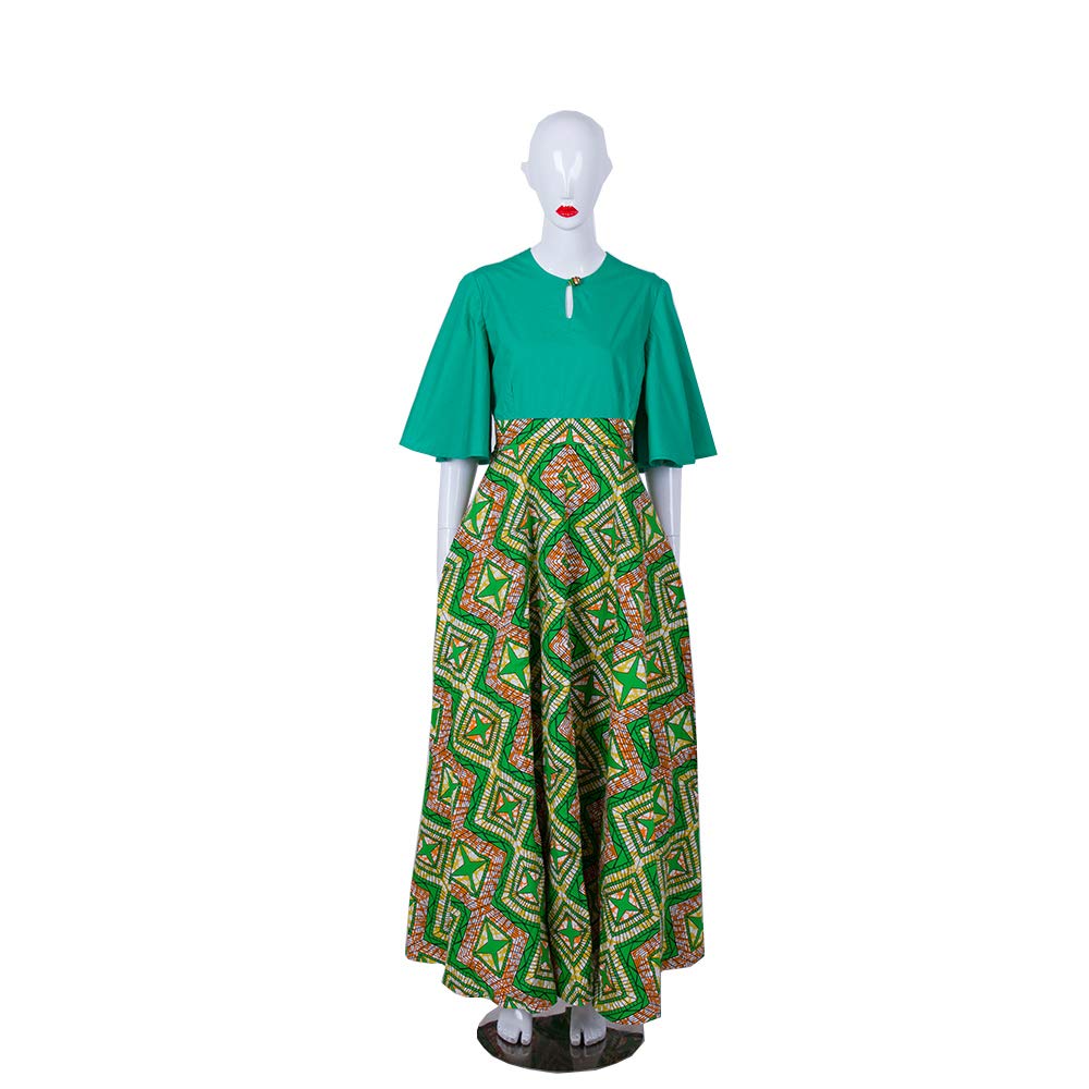 Elegant Plus Size African Print Maxi Dress for Women - Long Party Dress with Graceful Wax Print - Perfect for Weddings, Festivals & Special Occasions