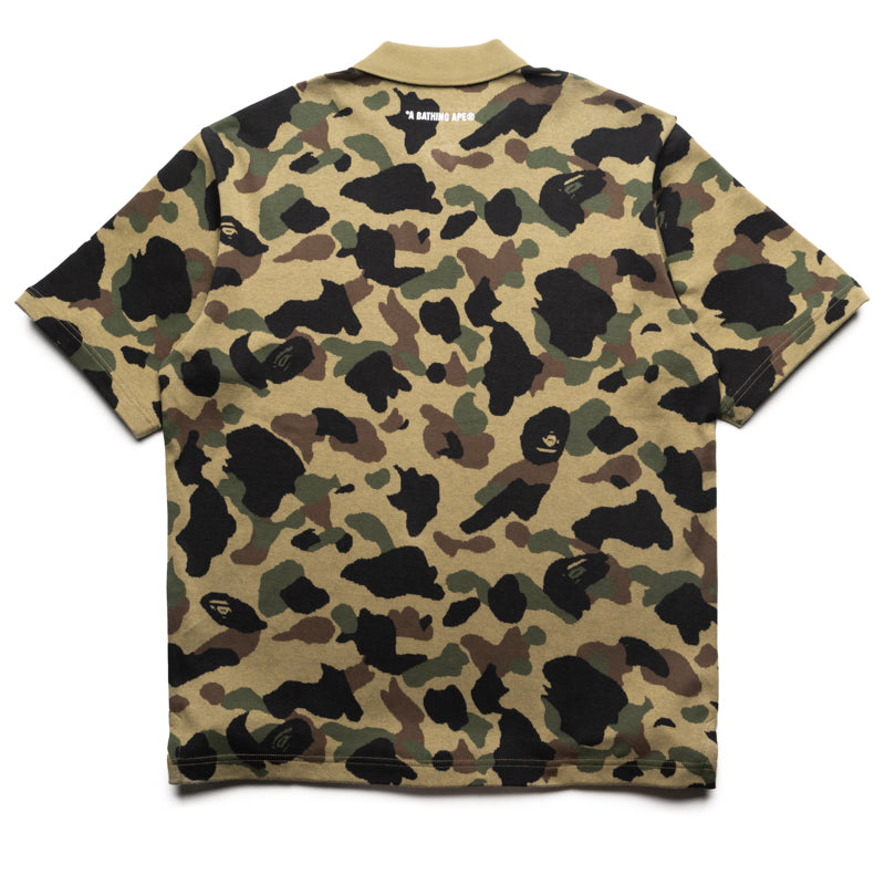 BAPE 1st Camo Jacquard Relaxed Fit Polo Shirt for Men - Green Camouflage Casual Shirt for Streetwear & Urban Fashion