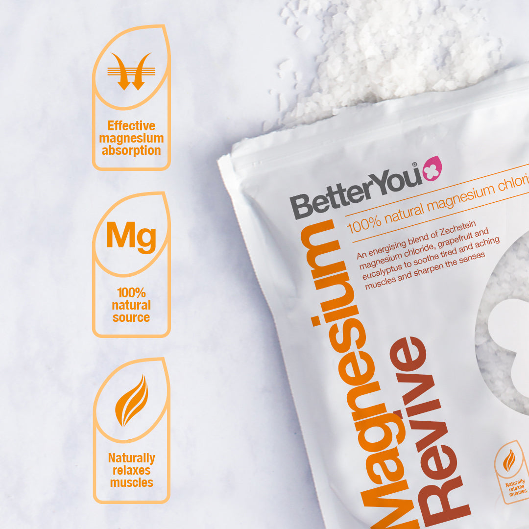 BetterYou Magnesium Flakes Revive 750g - Premium Bath Salt for Relaxation & Muscle Recovery | Ideal for Stress Relief, Sleep Support & Skin Hydration