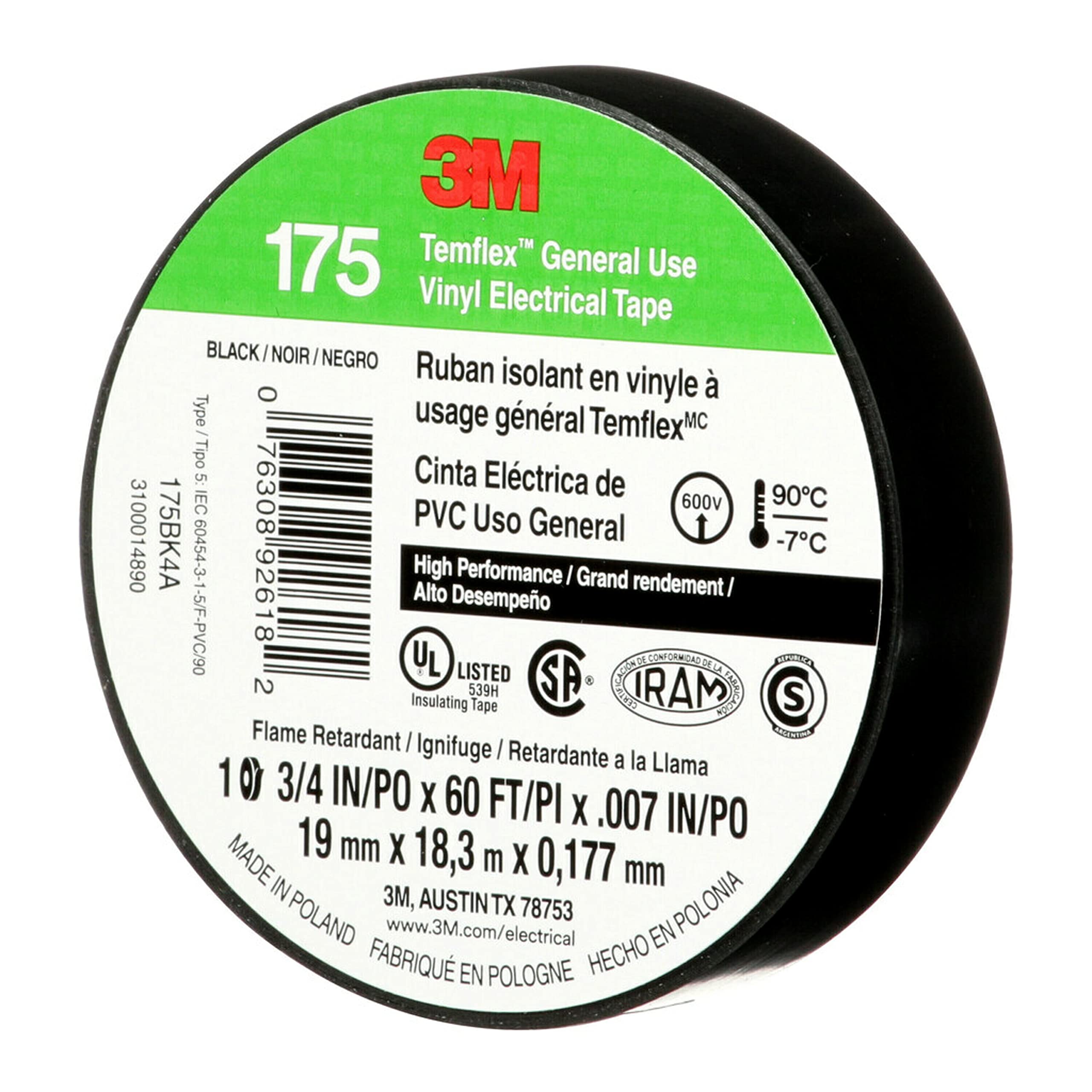 Premium Black Vinyl Electrical Tape - 3/4