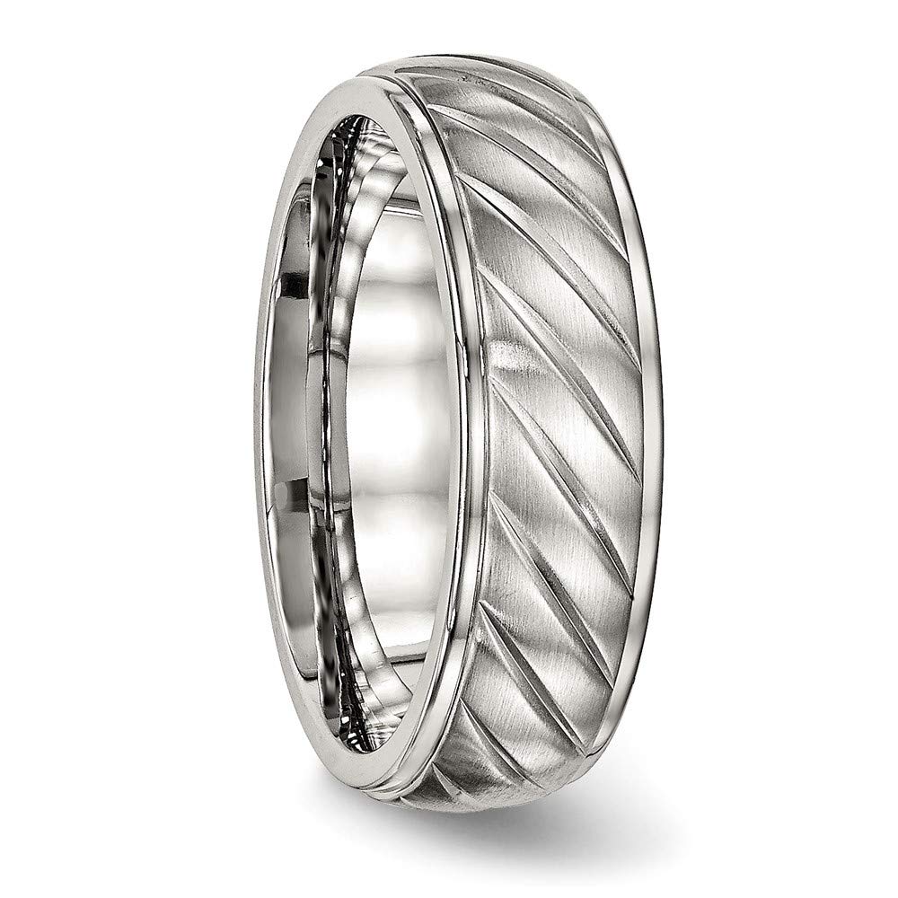 Stainless Steel Brushed & Polished Grooved Ring for Women - Elegant Fine Jewelry Gift for Her - Perfect for Anniversary, Birthday, Valentine's Day & Special Occasions