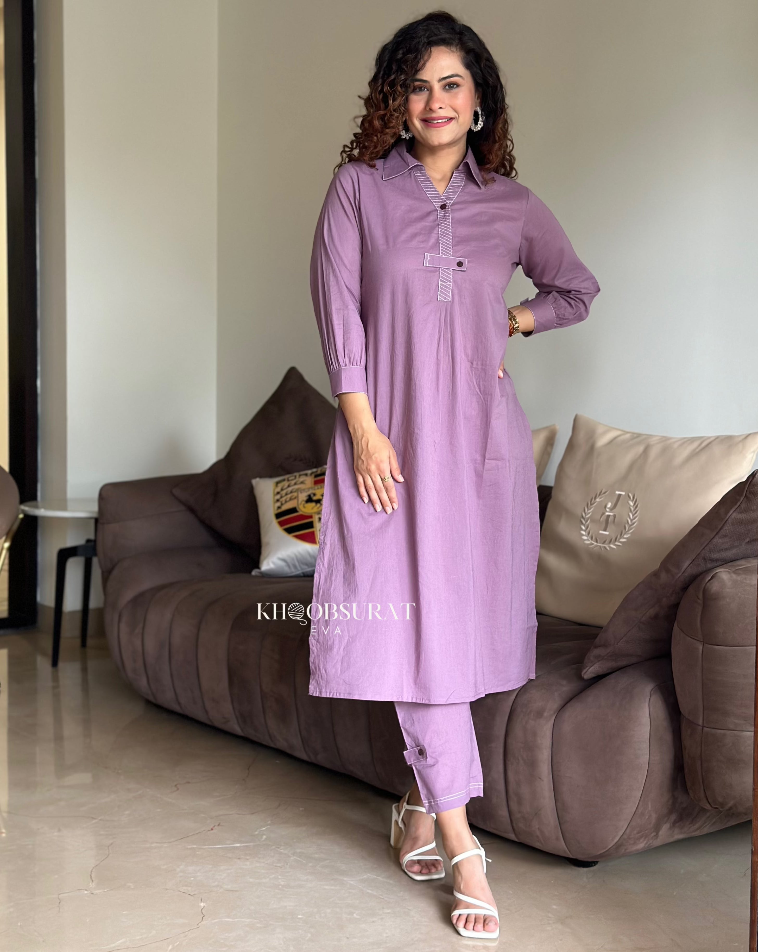 Stylish Cotton Breeze Purple Kurta Set for Women - Comfortable Traditional Indian Outfit for Festivals, Parties & Casual Wear