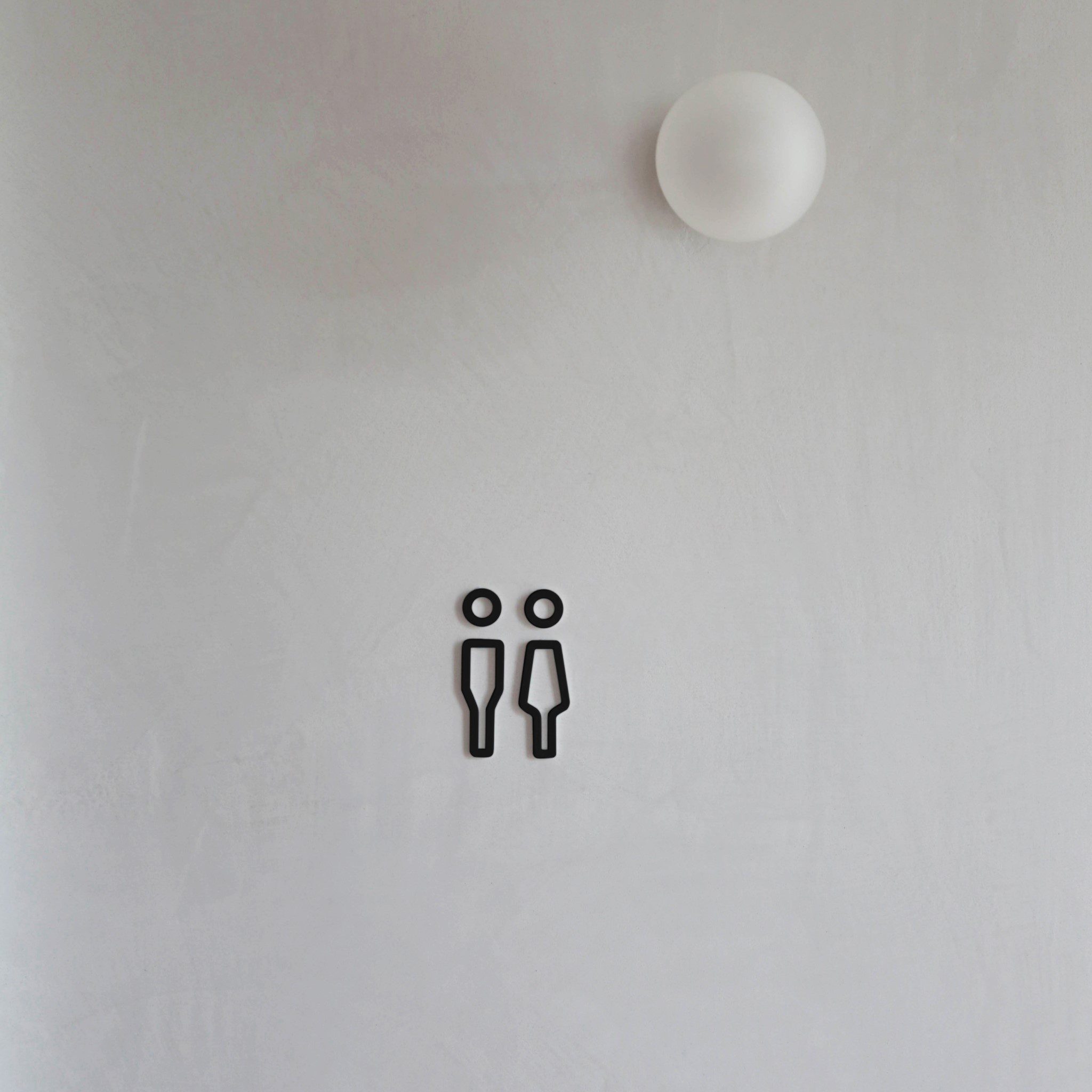 DESIGNSTUFF Gender Neutral Restroom Sign - Her/Him Bathroom Signage in Black - Perfect for Offices, Restaurants & Public Spaces