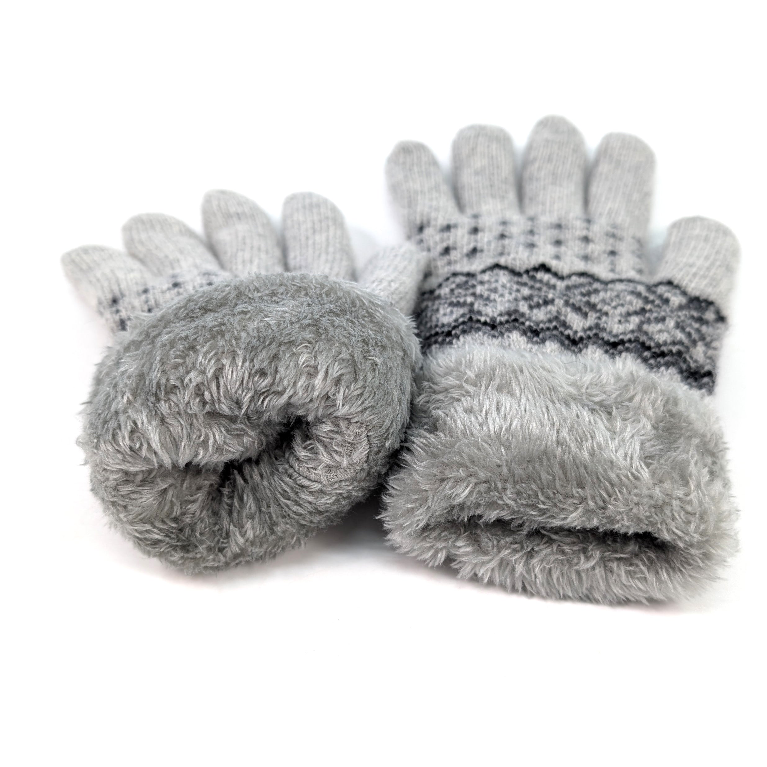 Premium Nordic Knit Gloves for Women & Men - Soft & Warm Winter Gloves in Grey - Perfect for Skiing, Snowboarding & Outdoor Activities