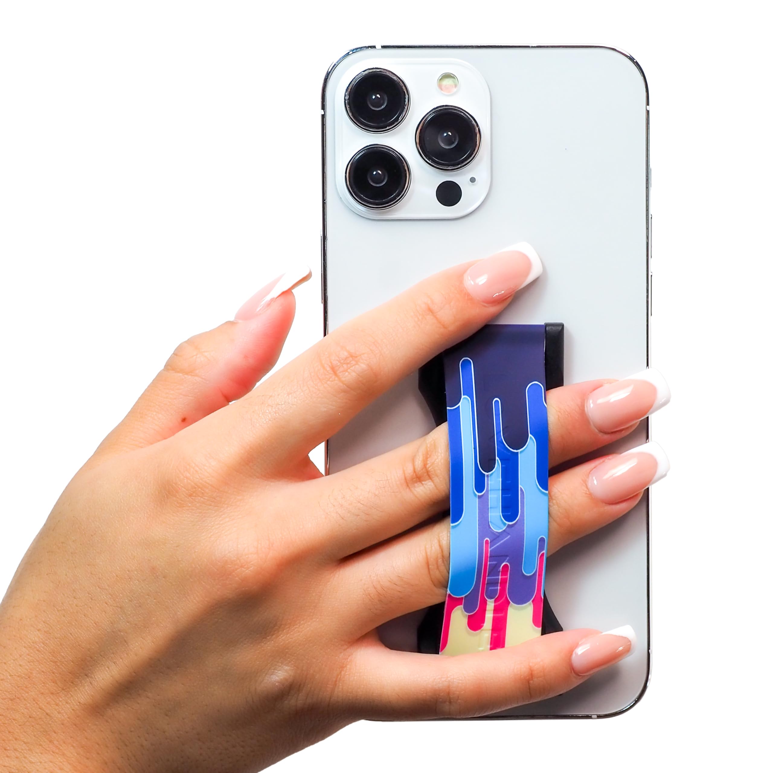 LOVEHANDLE PRO Premium Phone Grip - Magnetic Phone Holder & Stand for iPhone, Samsung, Tablets - Non-Slip Silicone Strap with Color Drip Design - Perfect for Driving, Gym, Work & Everyday Use