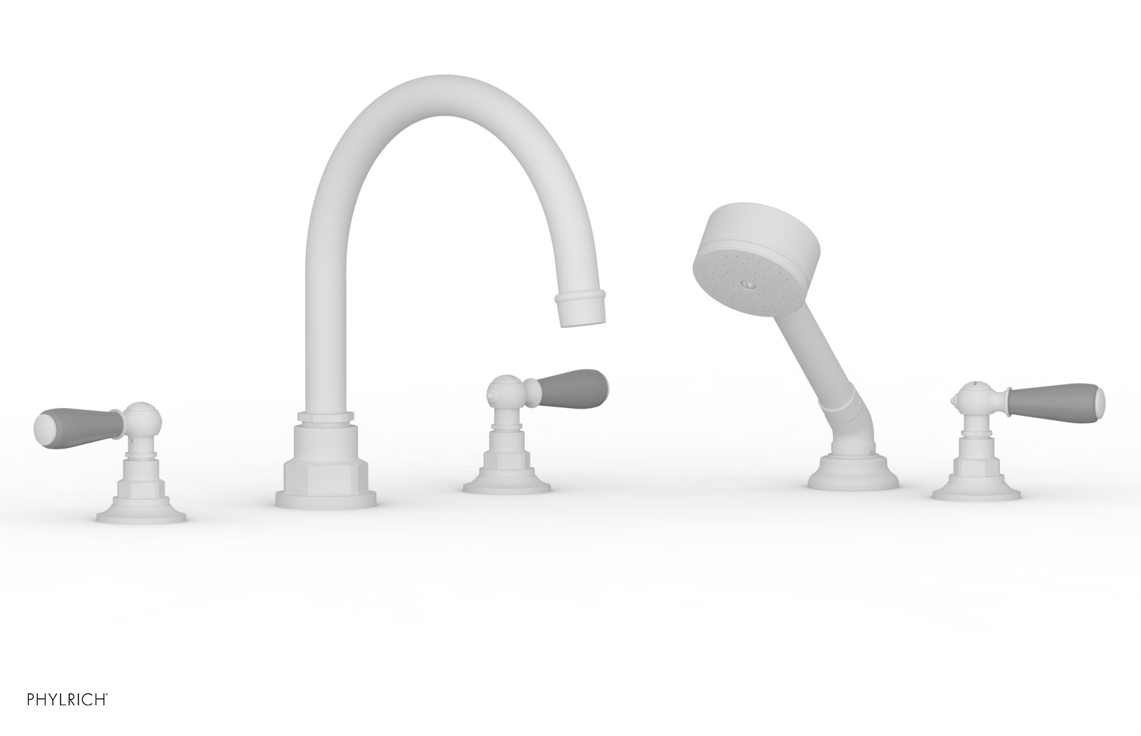 Jamestown Freestanding Deck Tub Set with Hand Shower - Modern Lever Handles & Gray Accents - 165