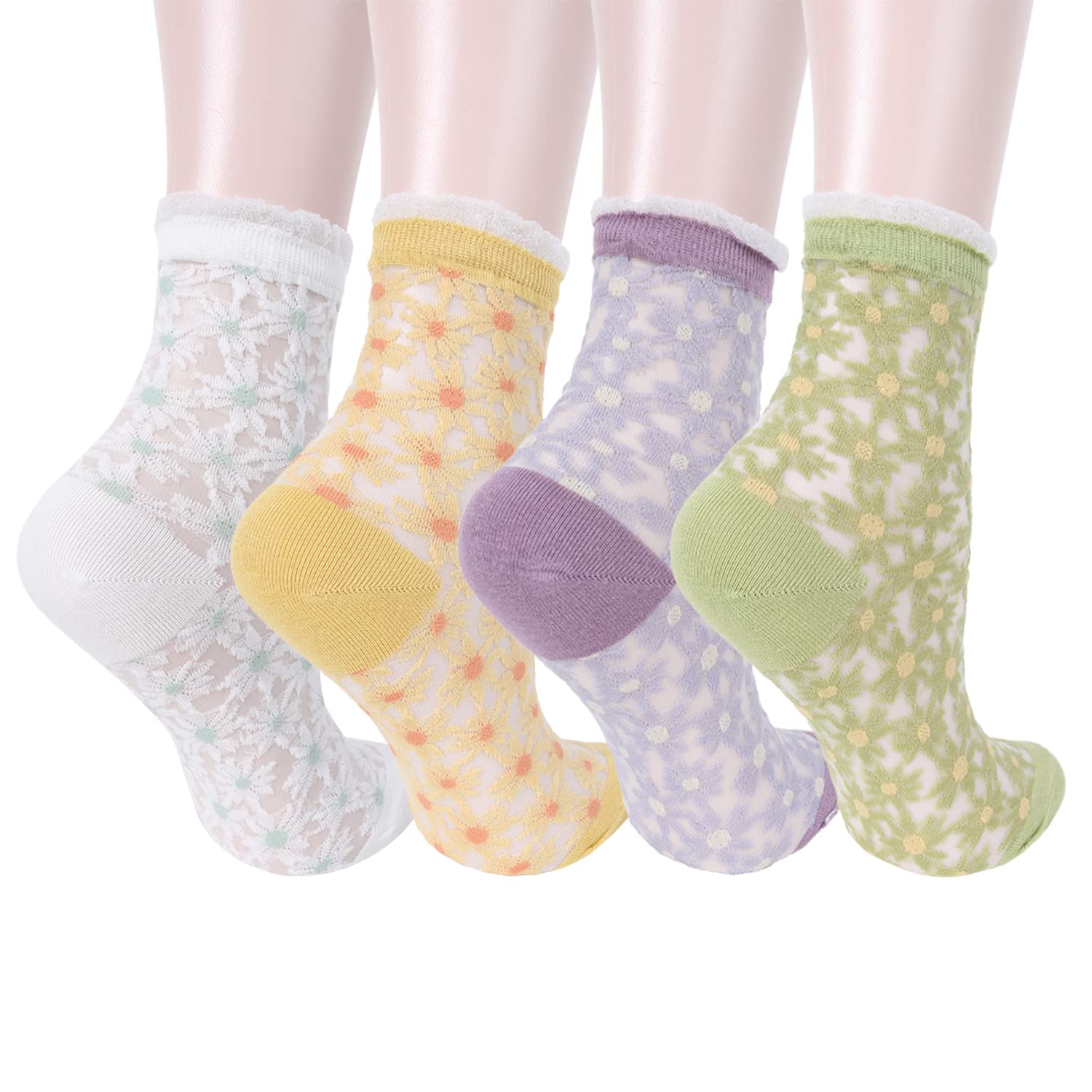 Violet Mist Women's Sheer Mesh Socks - Transparent Nylon Socks for Summer & Fashion