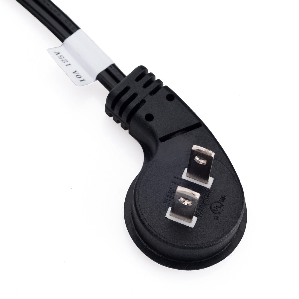 1 Foot Low Profile Power Cord for Battery Chargers - Compact Charging Cable for Phones, Laptops, and Electronics - Perfect for Travel, Office, and Home Use