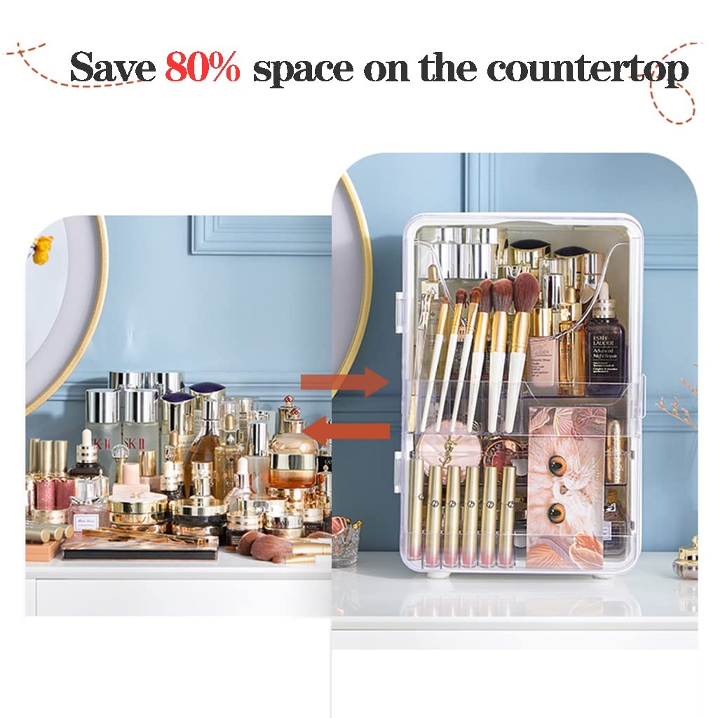 2-Layer Desktop Cosmetic Storage Box | Portable Makeup Organizer for Dresser & Bathroom | Large Beauty Storage for Perfume, Skincare & Cosmetics | Perfect for Vanity, Travel & Home Organization