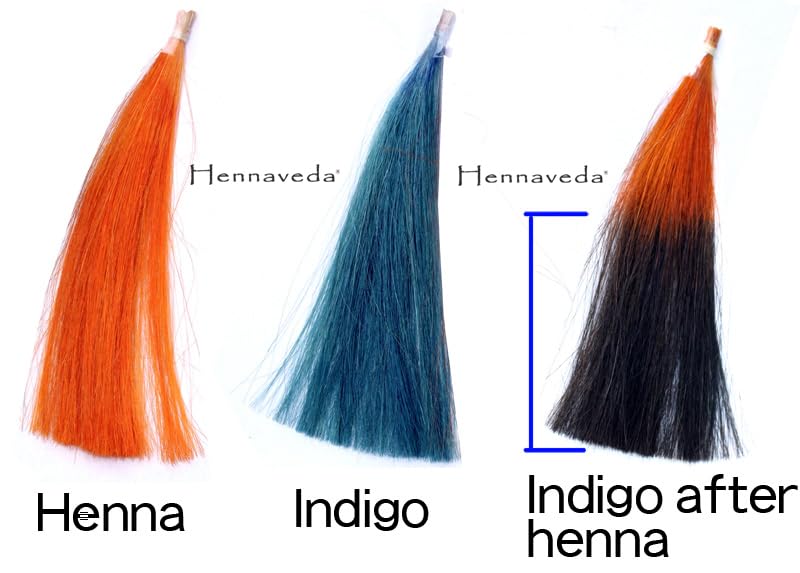 Natural Hennaveda Indigo Powder for Hair Dye - 400g with Free Hair Dye Brush, Gloves & Shower Cap | Organic Herbal Hair Coloring for Gray Coverage & Conditioning | Perfect for At-Home Hair Treatment & DIY Beauty