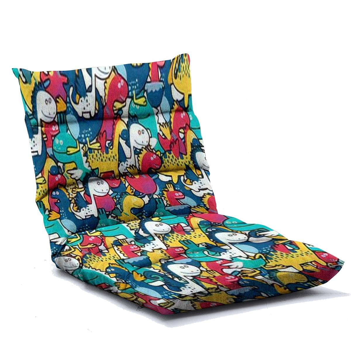 Dinosaur Cartoon Floor Lounger - 6-Position Adjustable Memory Foam Folding Chair for Kids & Adults - Perfect for Reading, Watching TV, Gaming & Relaxing at Home