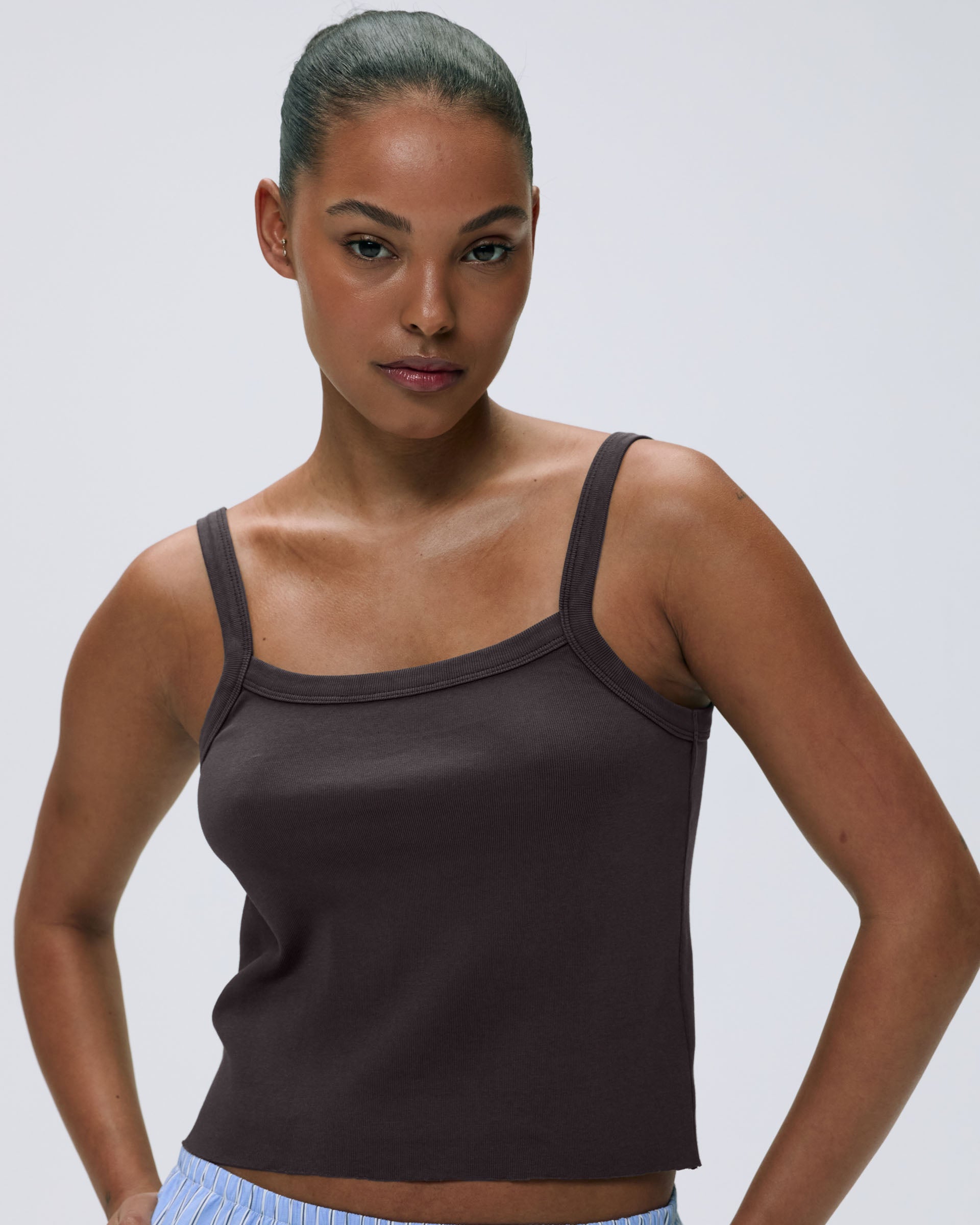 Rib Wide Binding Baby Tank Top - Coffee Bean Color | Soft & Comfortable Infant Clothing for Playtime & Everyday Wear