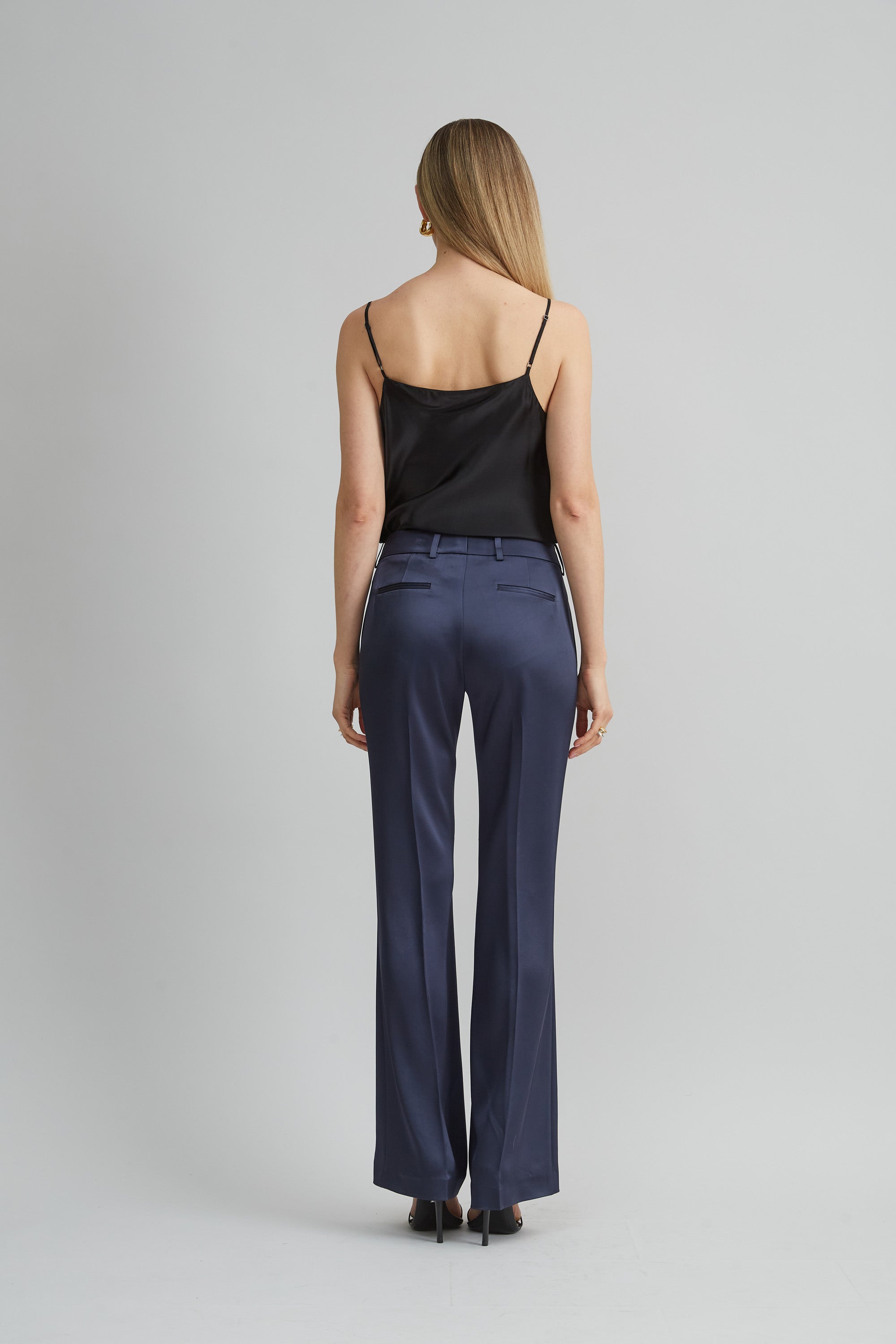 Satin Fit & Flare Pants for Women - Elegant High Waist Wide Leg Trousers - Perfect for Office, Party & Evening Wear