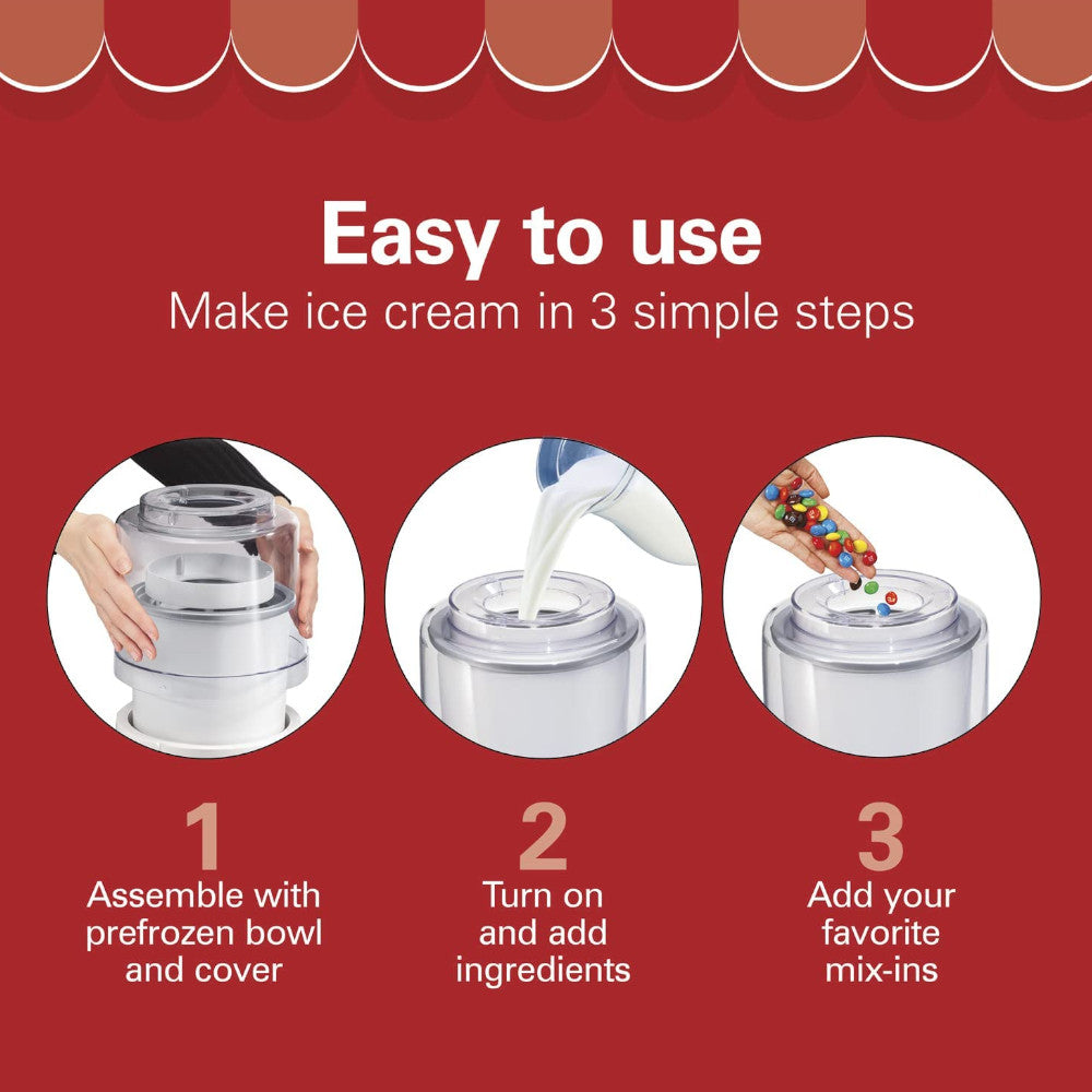 Refurbished HAMILTON BEACH 68880 Ice Cream & Frozen Yogurt Maker with Home Essentials Warranty - Perfect for Homemade Desserts, Parties & Family Gatherings
