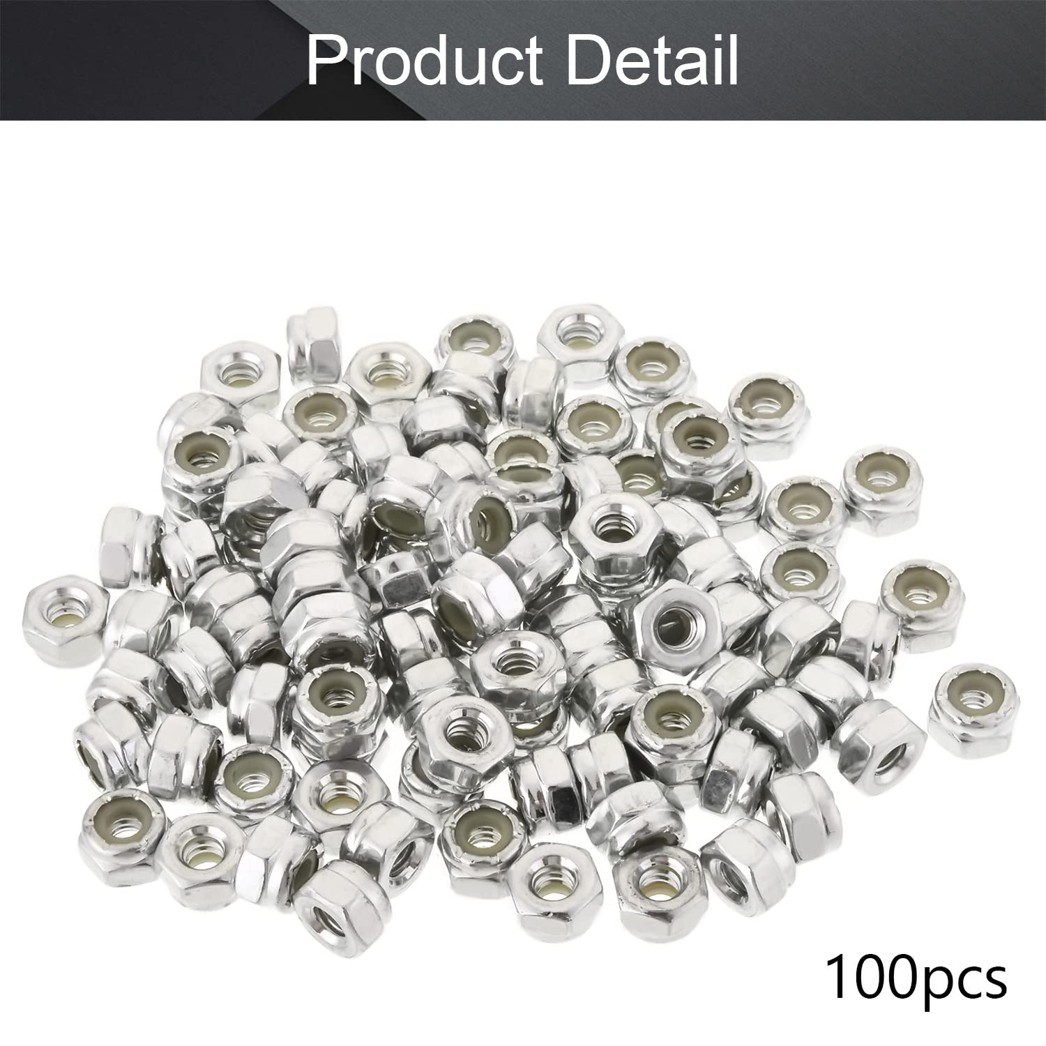 MroMax 10#-24 Nylon Insert Hex Lock Nuts, 100pcs - Carbon Steel Hex Drive Fasteners for Bolted Joints | Industrial & Construction Use | Secure Hardware for Machinery, Automotive, and DIY Projects