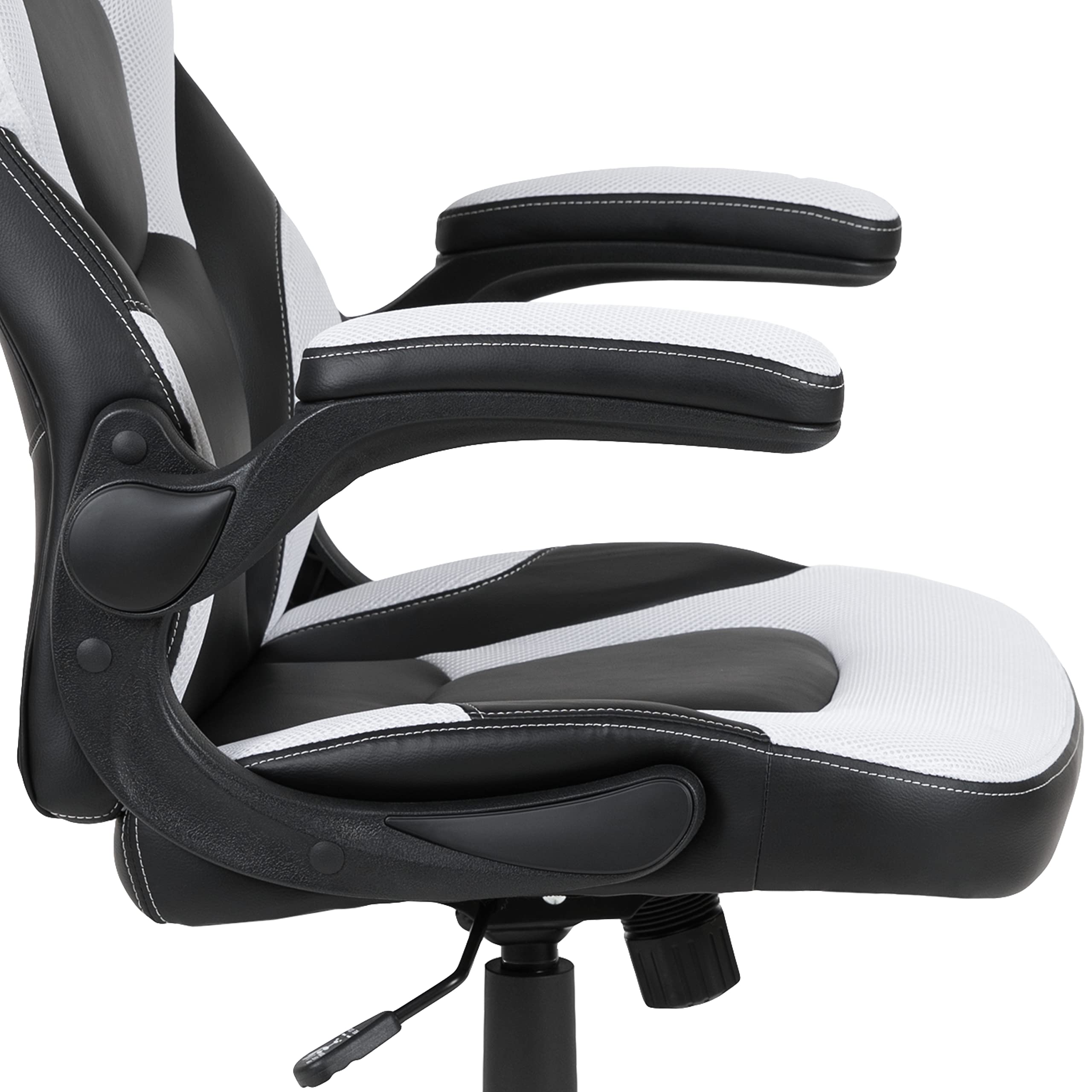Black & White Gaming Desk Set with Cup Holder, Headphone Hook & Monitor Stand - Perfect for PC Gaming Setup, Streaming & Home Office Workspace