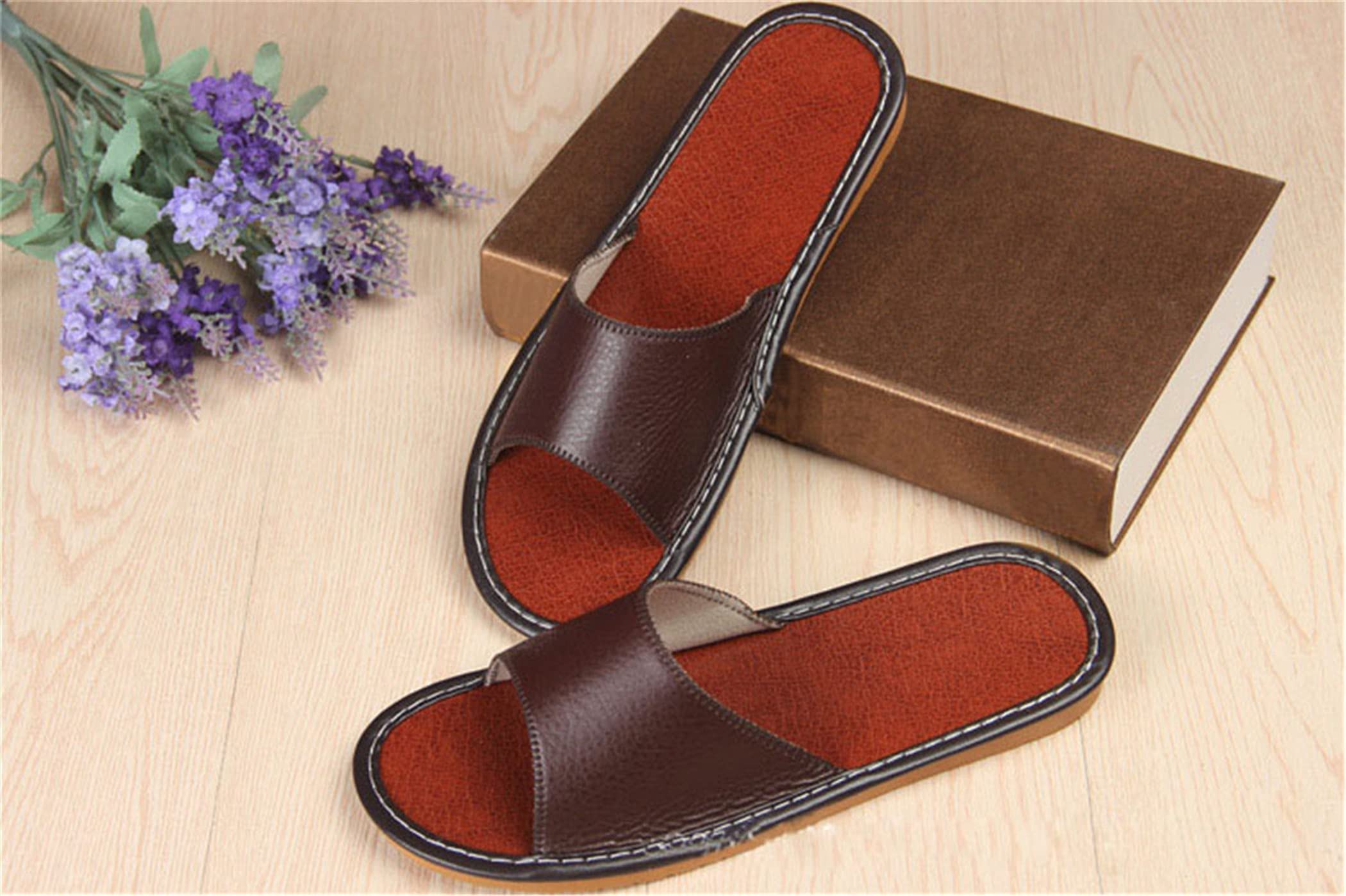 YILANLAN Women's Summer Leather Sandals - Non-Slip Bathroom Slippers for Home, Couples & Swimming | Comfortable House Shoes for Indoor/Outdoor Use