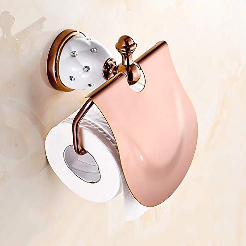 Gold Toilet Paper Holder with Diamond Roll - Solid Brass Bathroom Tissue Holder - Elegant Bathroom Accessories for Home, Hotel & Luxury Spaces