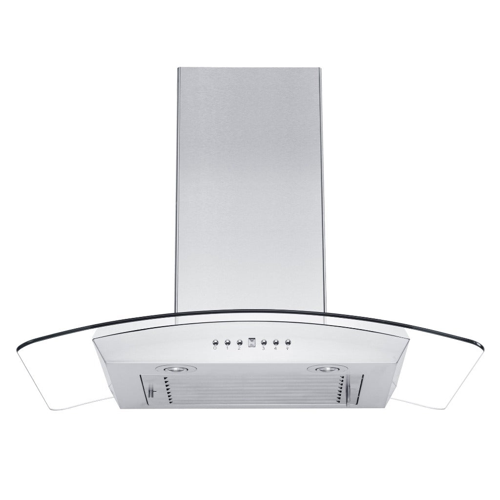 ZLINE Convertible Vent Wall Mount Range Hood - Stainless Steel & Glass Design with Crown Molding (KZCRN) - Perfect for Modern Kitchens & Open Concept Homes