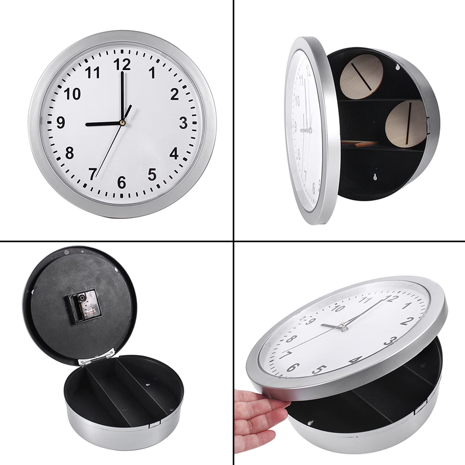 Hidden Wall Clock with 3 Compartments - Secret Storage Shelf for Cash, Jewelry & Valuables | Discreet Home & Office Security Organizer for Money, Toys & Small Items