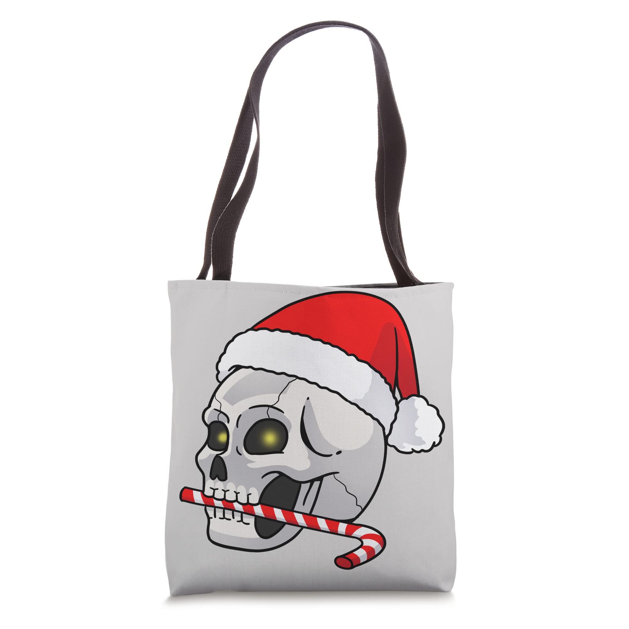 Skull Print Christmas Tote Bag - Gothic Holiday Shopping Bag for Women & Men - Perfect for Gift Wrapping, Grocery Shopping & Festive Parties