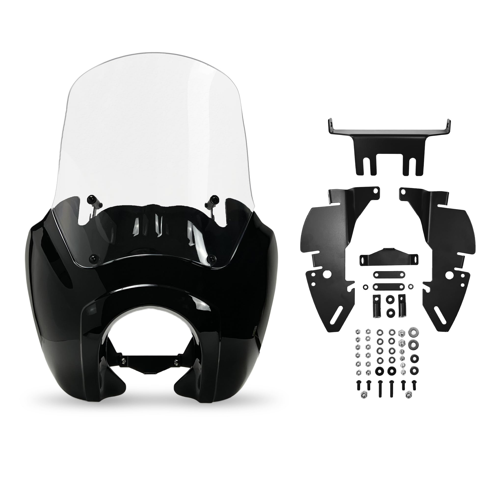 Black & Clear Tall Fairing Windshield Club Style Kit for Harley-Davidson Dyna, Super Glide T-Sport FXDXT, FXR - Perfect for Highway Riding & Wind Protection