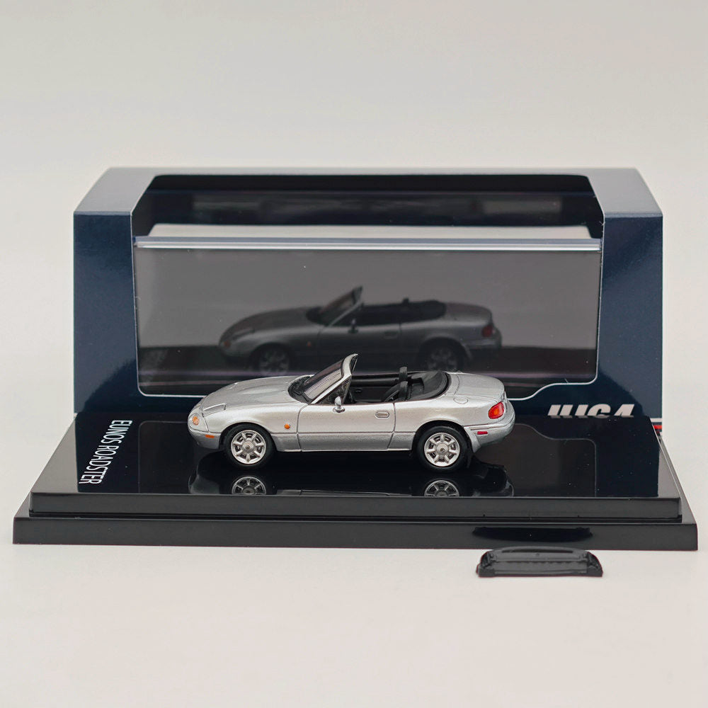 1/64 Scale Mazda Eunos Roadster NA6CE Diecast Model Car with Tonneau Cover - Limited Edition Silver HJ642025AS - Collectible Toy Car for Adults & Kids | Perfect for Display, Gifts, and Car Enthusiast Collections