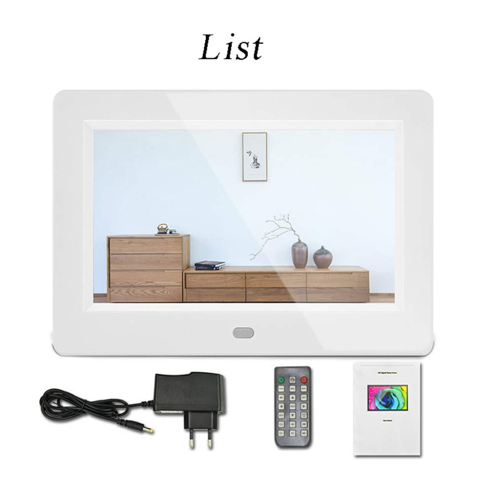 7 Inch Digital Photo Frame - 1024x600 HD IPS Screen, Electronic Picture Frame with Remote - Supports MMC/SD Card, Plays Photos/Music/Videos, Calendar & Clock Display - Perfect for Home, Office, and Gift Giving