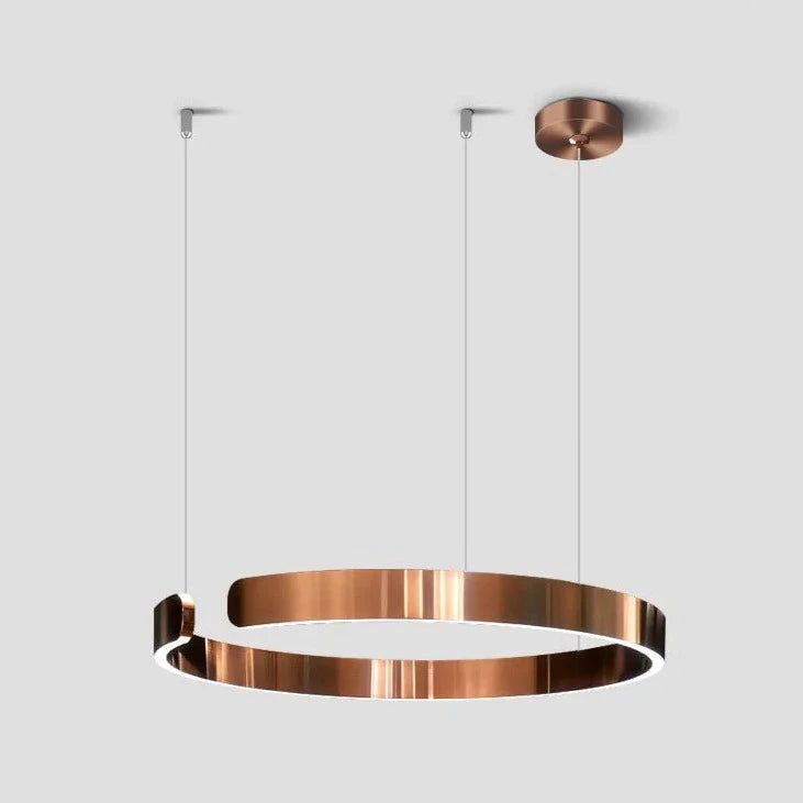 Elegant Minimalist Ring Chandelier Light Fixture - Aluminum Plated Modern Pendant Lighting for Dining Room, Bedroom & Living Room Decor