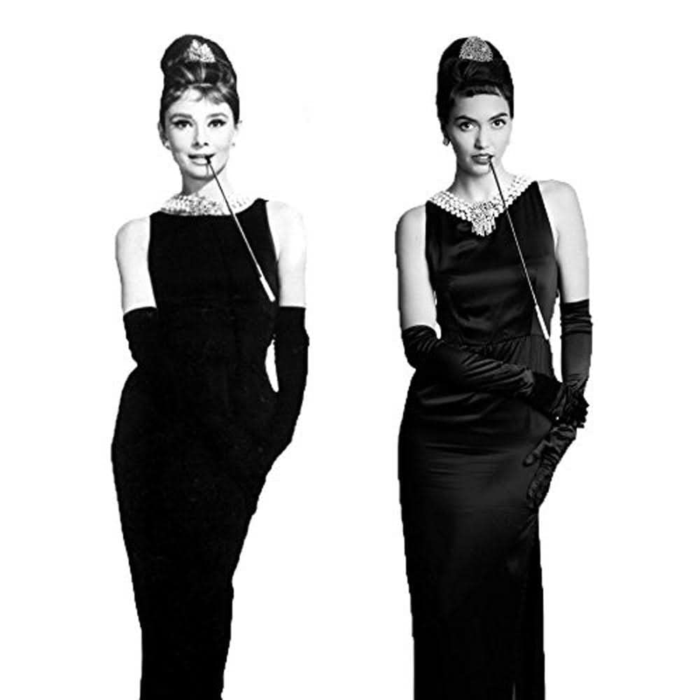 Audrey in a Bag Premium Iconic Black Dress Costume Set - Vintage Hollywood Inspired Elegant Outfit for Cosplay, Halloween, and Themed Parties