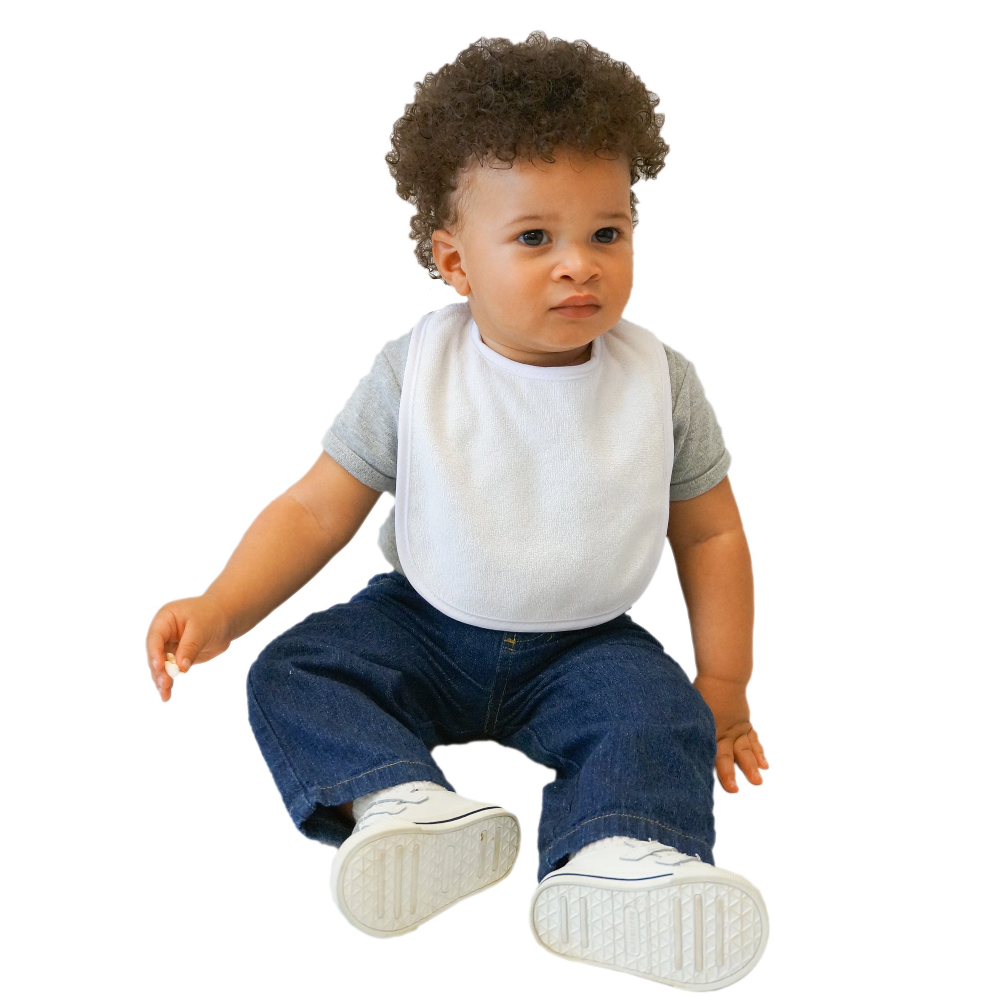 Neat Solutions 2-Ply Knit Terry Solid White Baby Feeder Bibs - 20 Pack | Soft Absorbent Drool Bibs for Infants & Toddlers During Mealtime & Play