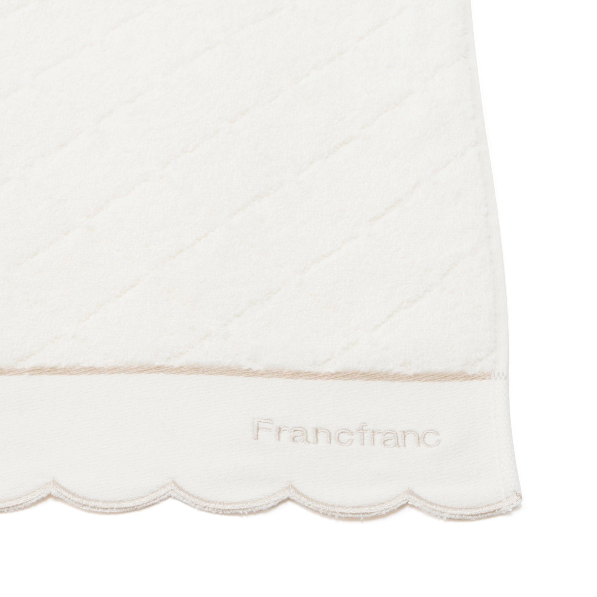 Antibacterial & Deodorizing Scallop Edge Bath Towel Set - Soft & Absorbent Ivory Cotton Towels for Spa, Bathroom, and Beach Use
