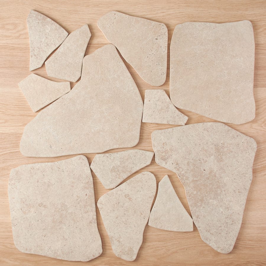 Clovelly Travertine Look Crazy Paving Tile - Natural Stone Floor & Wall Tiles for Patio, Garden, and Outdoor Landscaping