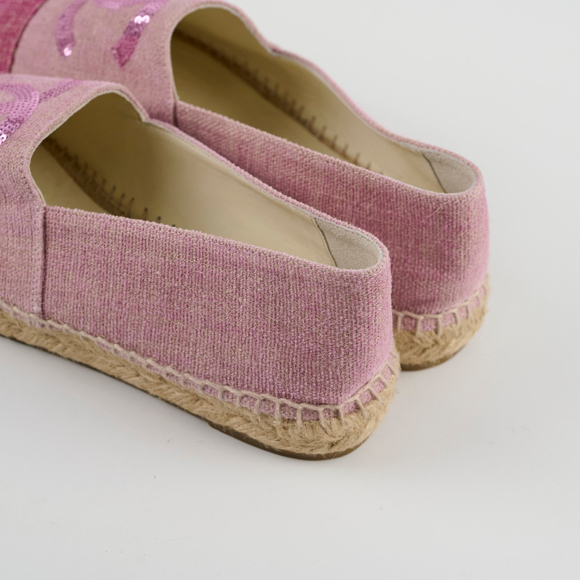 Chanel Sequin Espadrilles Women's Flats Pink Size 40 | Luxury Designer Shoes for Parties, Weddings & Special Occasions