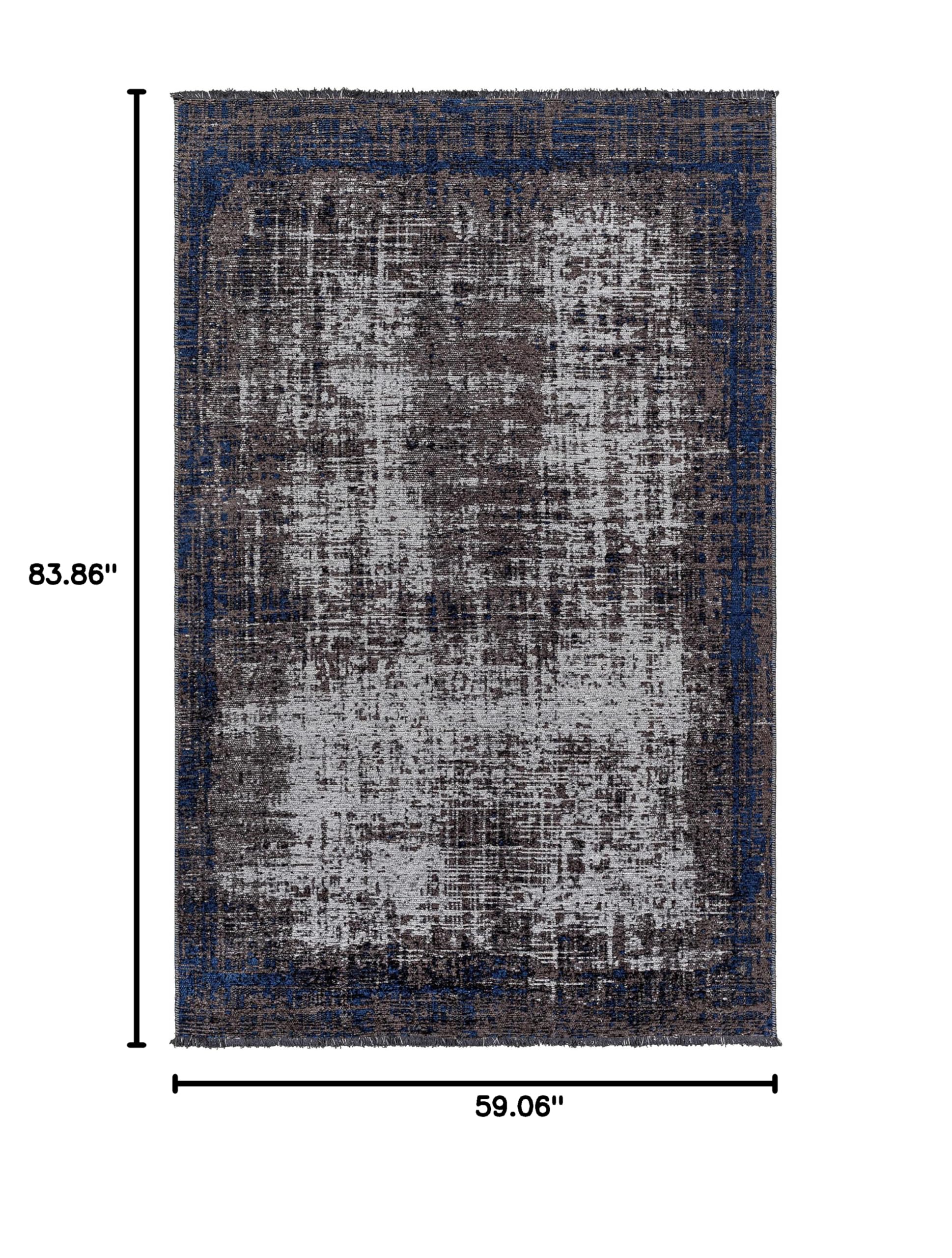 Hauteloom TRAI Modern Gray and Blue Area Rug 4'11