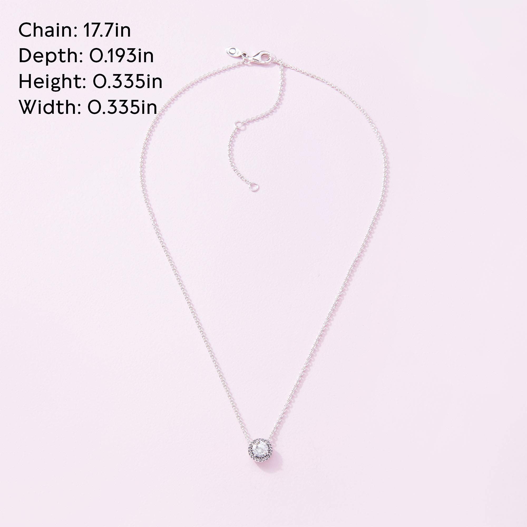 PANDORA Round Sparkle Halo Necklace - Adjustable Sterling Silver Necklace with Cubic Zirconia & Lobster Clasp - Elegant Jewelry Gift for Women - Perfect for Anniversaries, Birthdays & Valentine's Day - Includes Gift Box (17.7